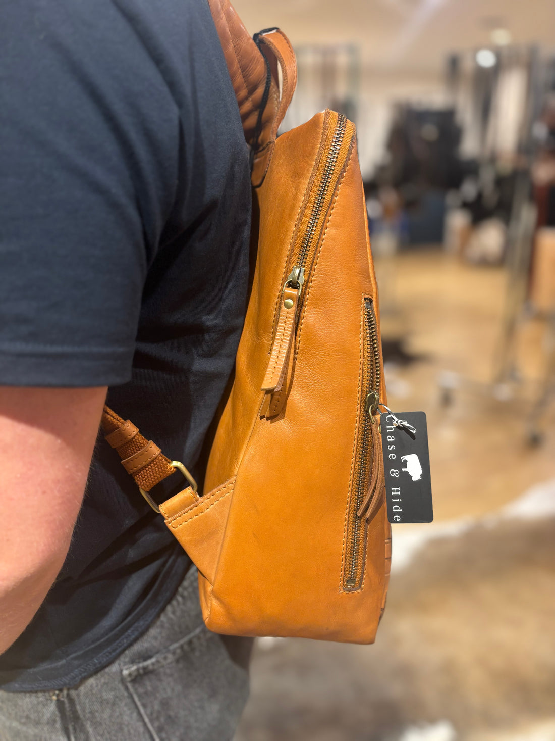 Vintage Leather Multi Zip Comp Back Pack 7875