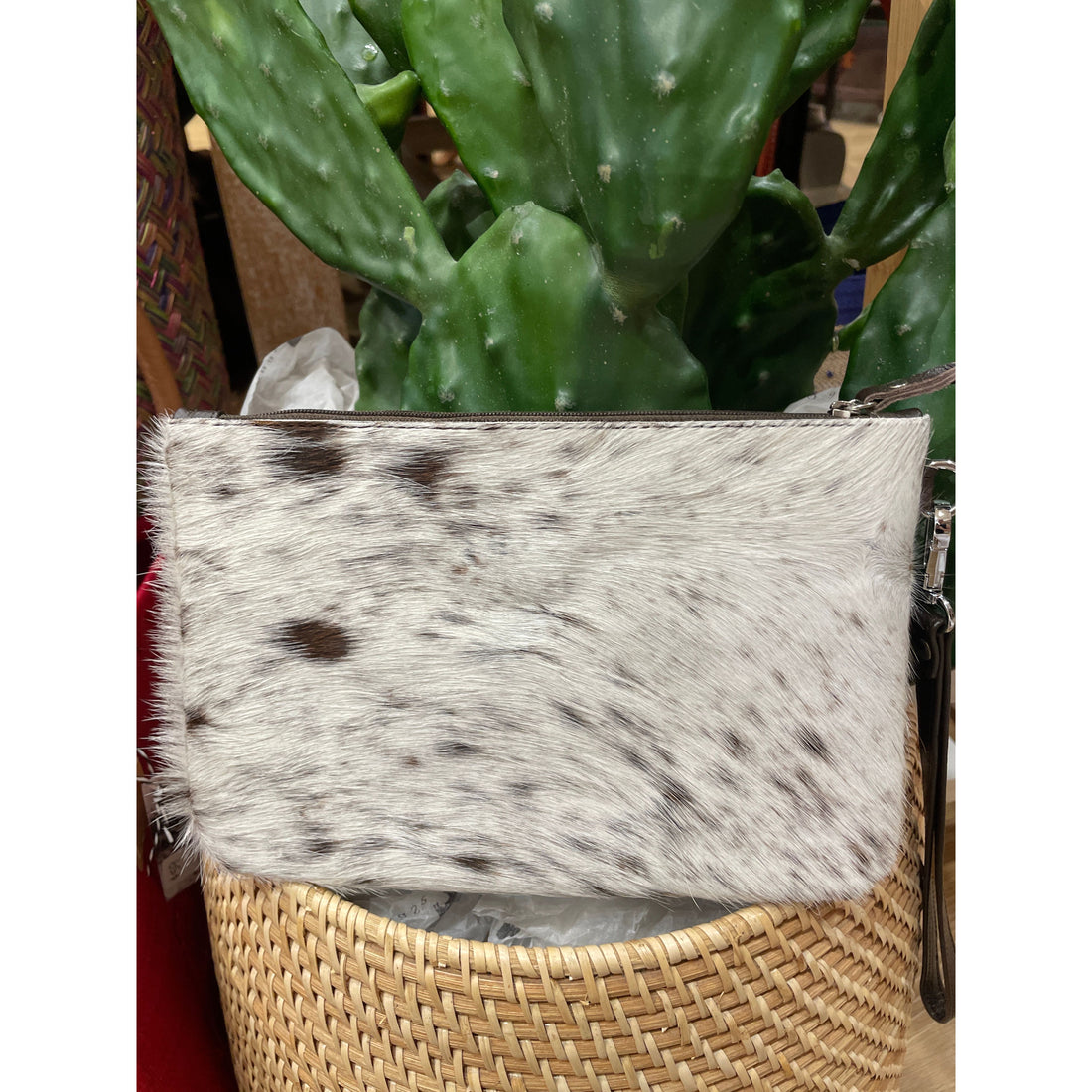 Large Chocolate Hide Clutch