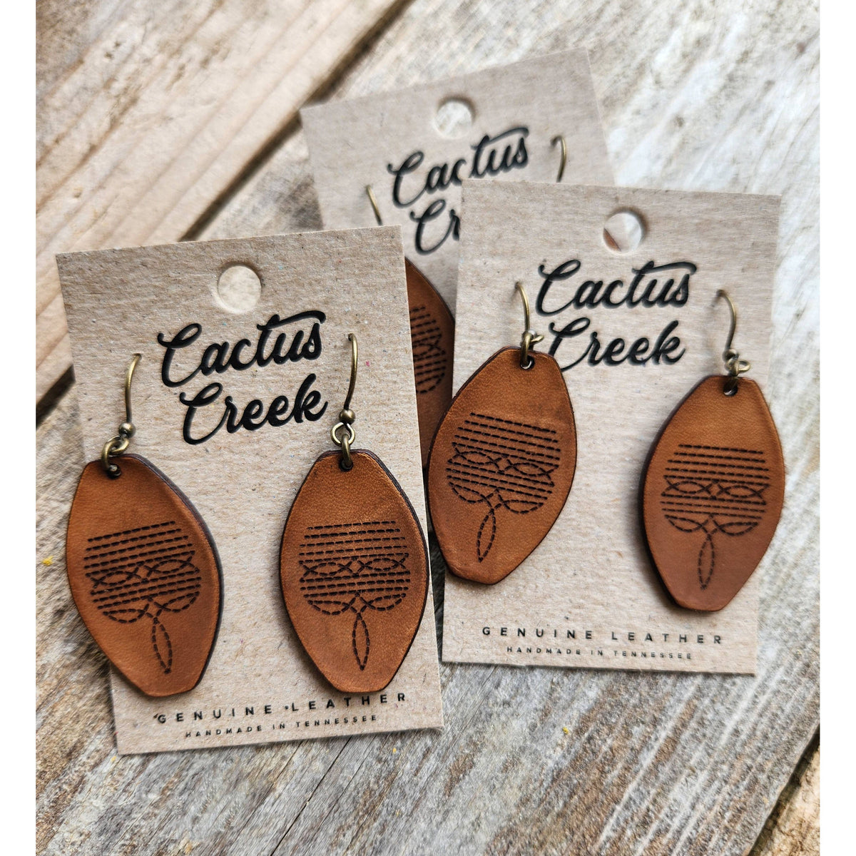 "Dallas" Handmade Tooled Leather Western Earrings