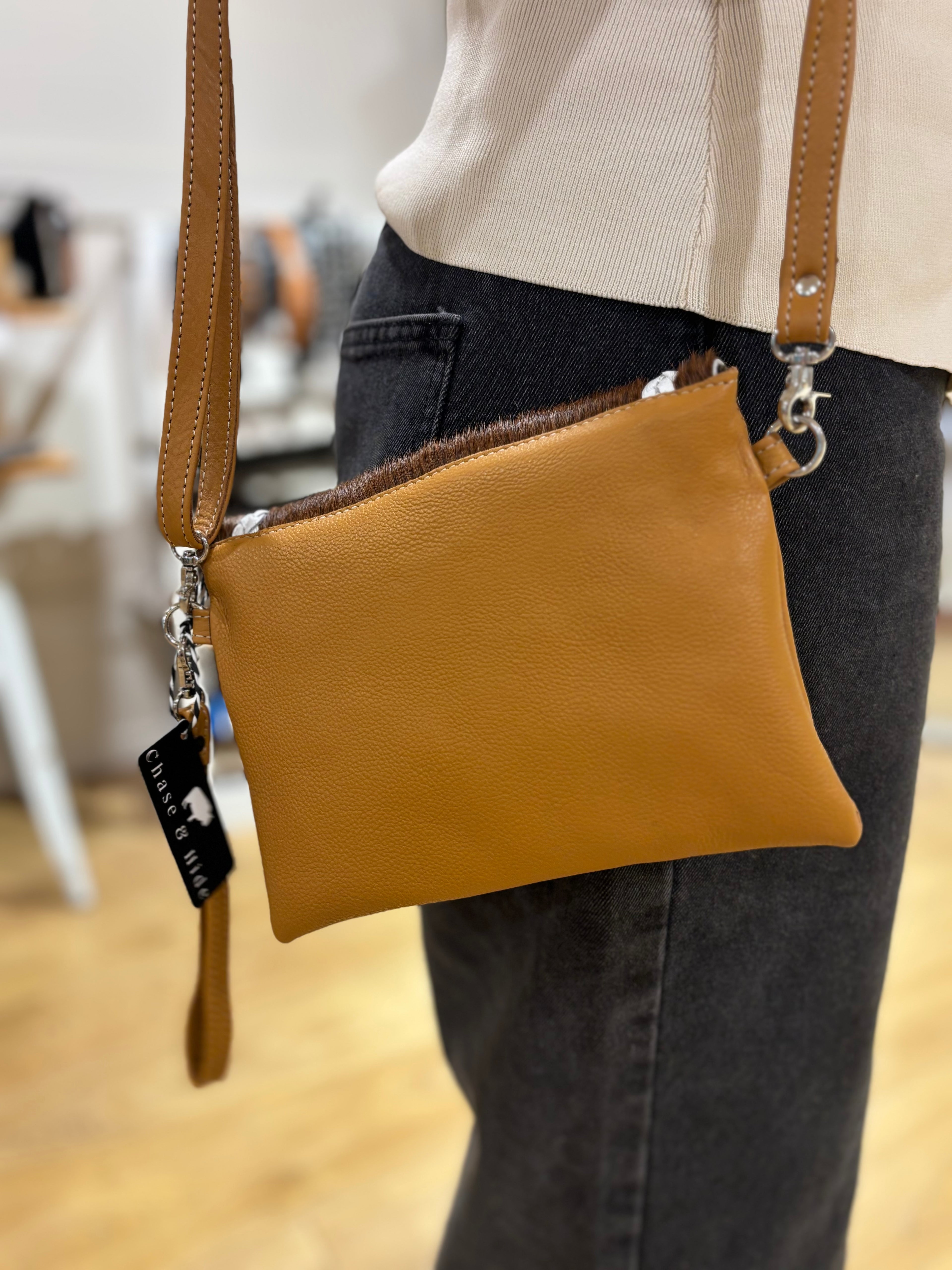 Small Boho Bag with leather stitch