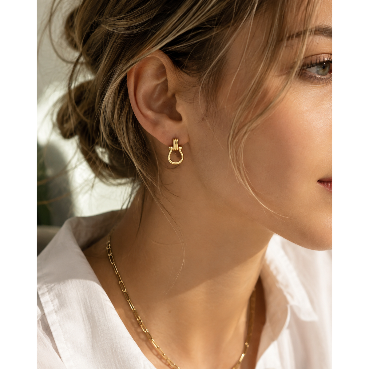 Door Knocker Horsebit Link Drop Earrings
