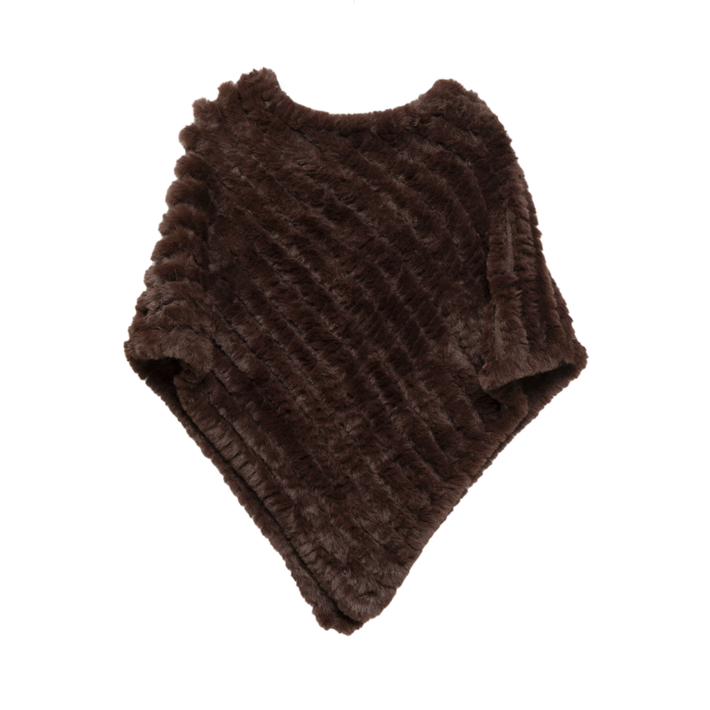 THSP1065: Brown: Faux Fur Poncho