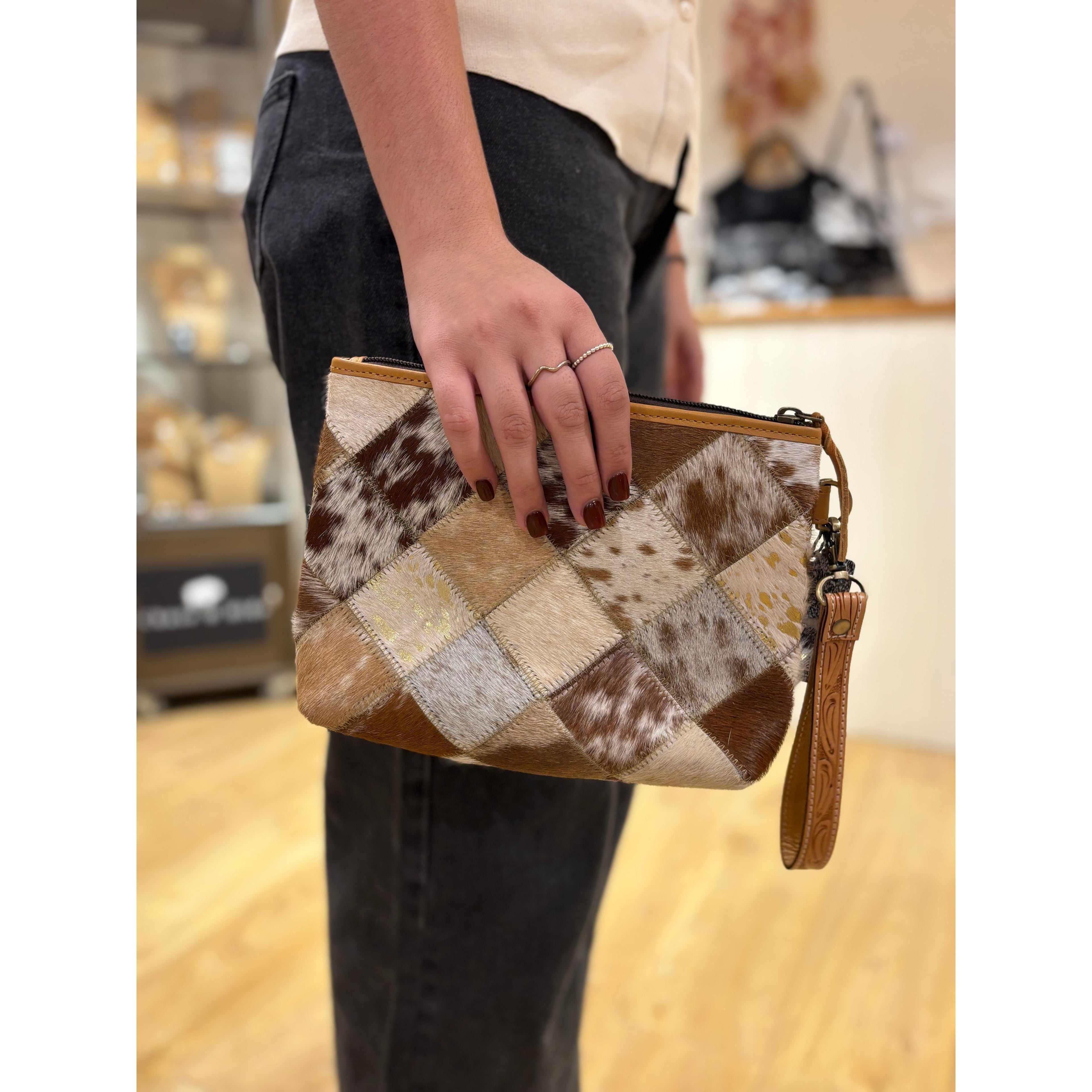 Patchwork Cowhide clutch