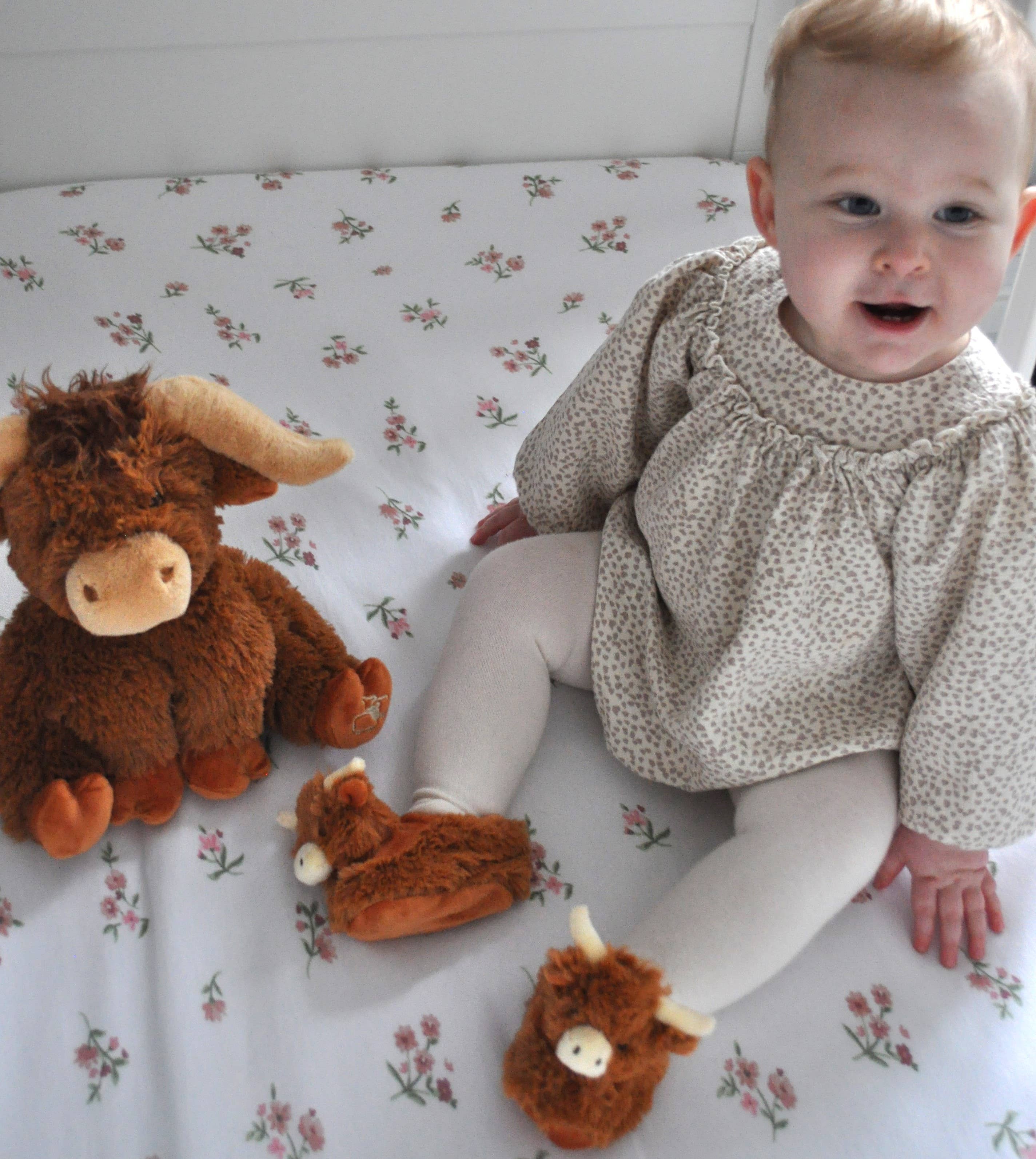 Hairy Highland Cow Plush Baby Soft Slippers House Shoes