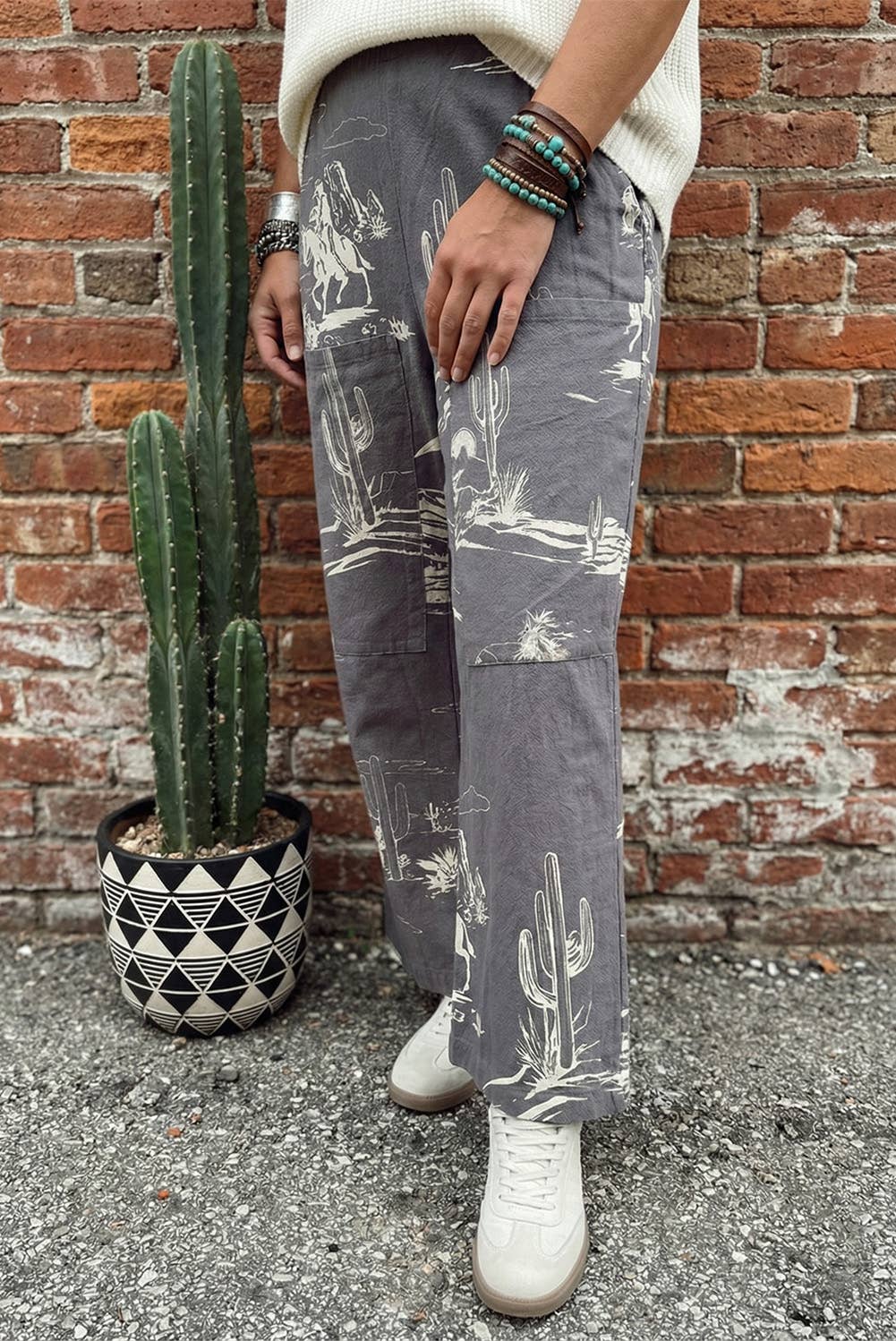 Summer Western Wild West Riding Vintage Printed Shift Jeans