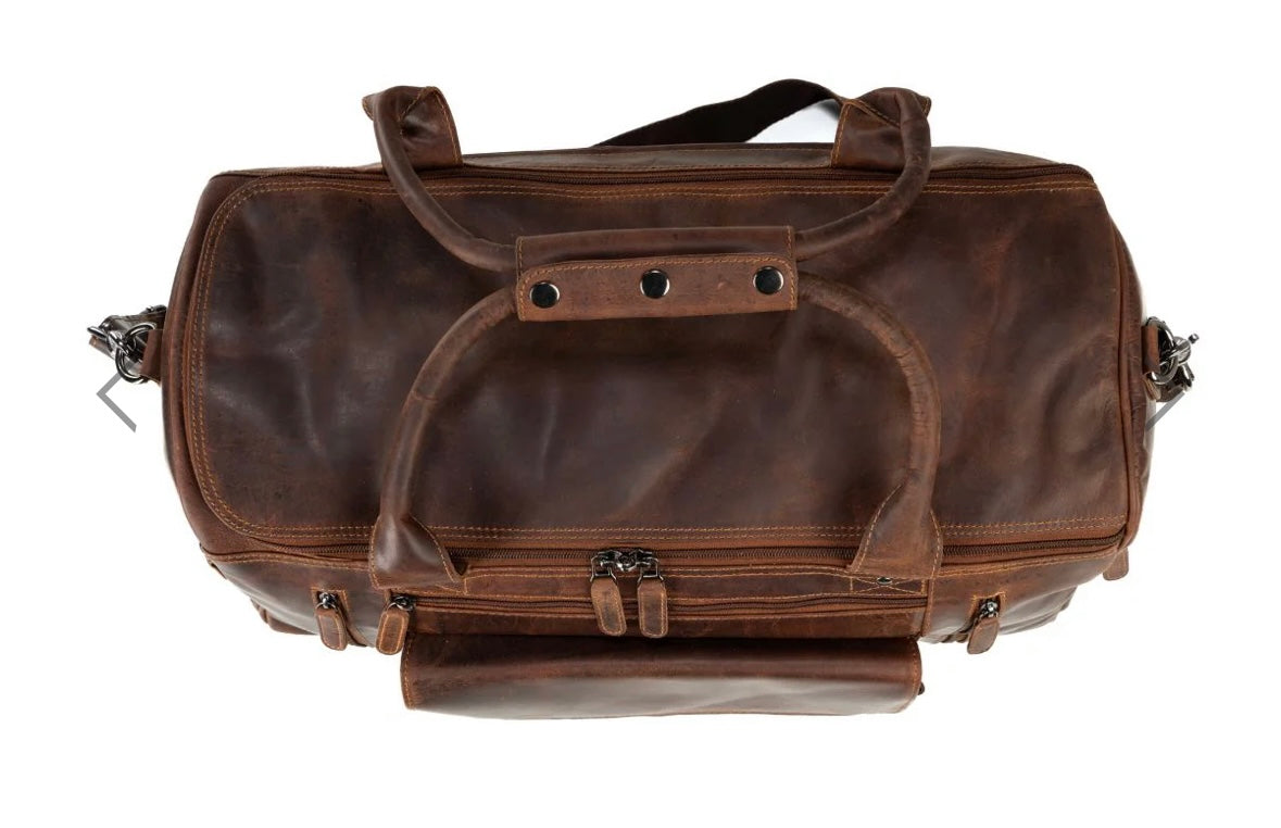 Leather travel bag large