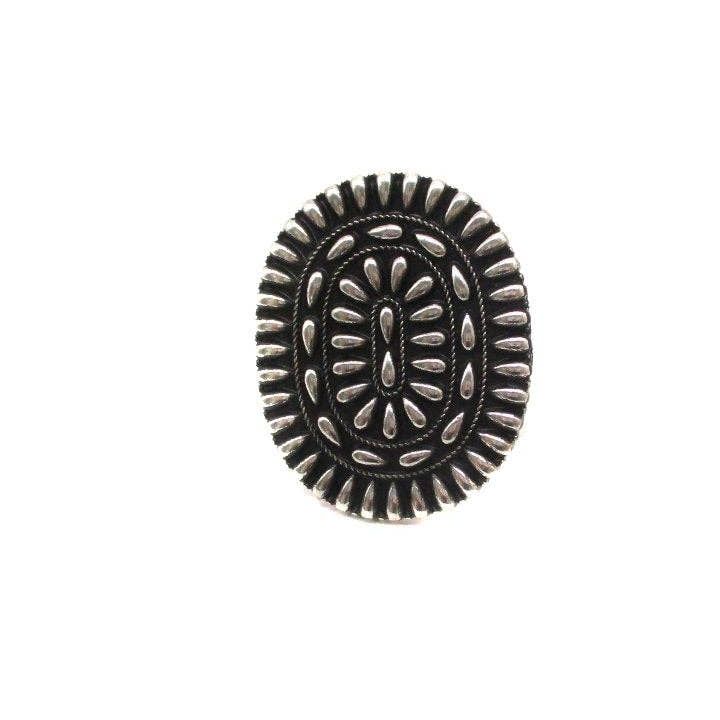 Western Metal Oval Concho Cuff Ring