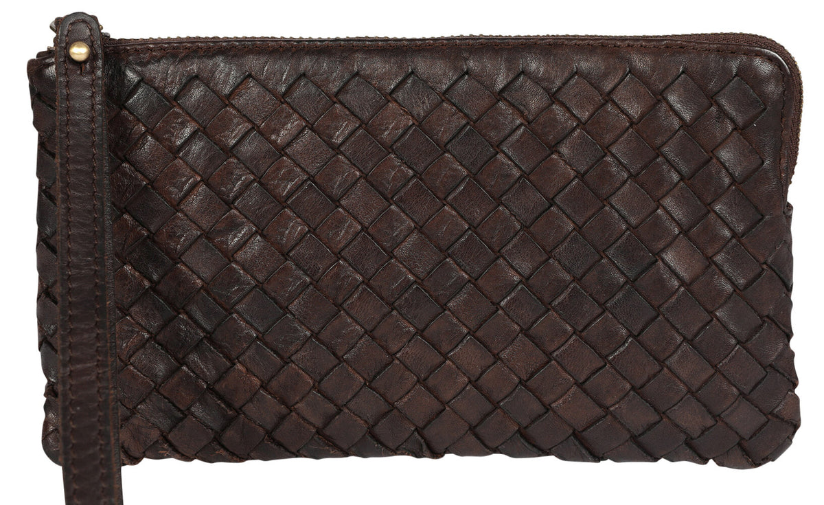 Leather Weave Wallet Wristlet 8220