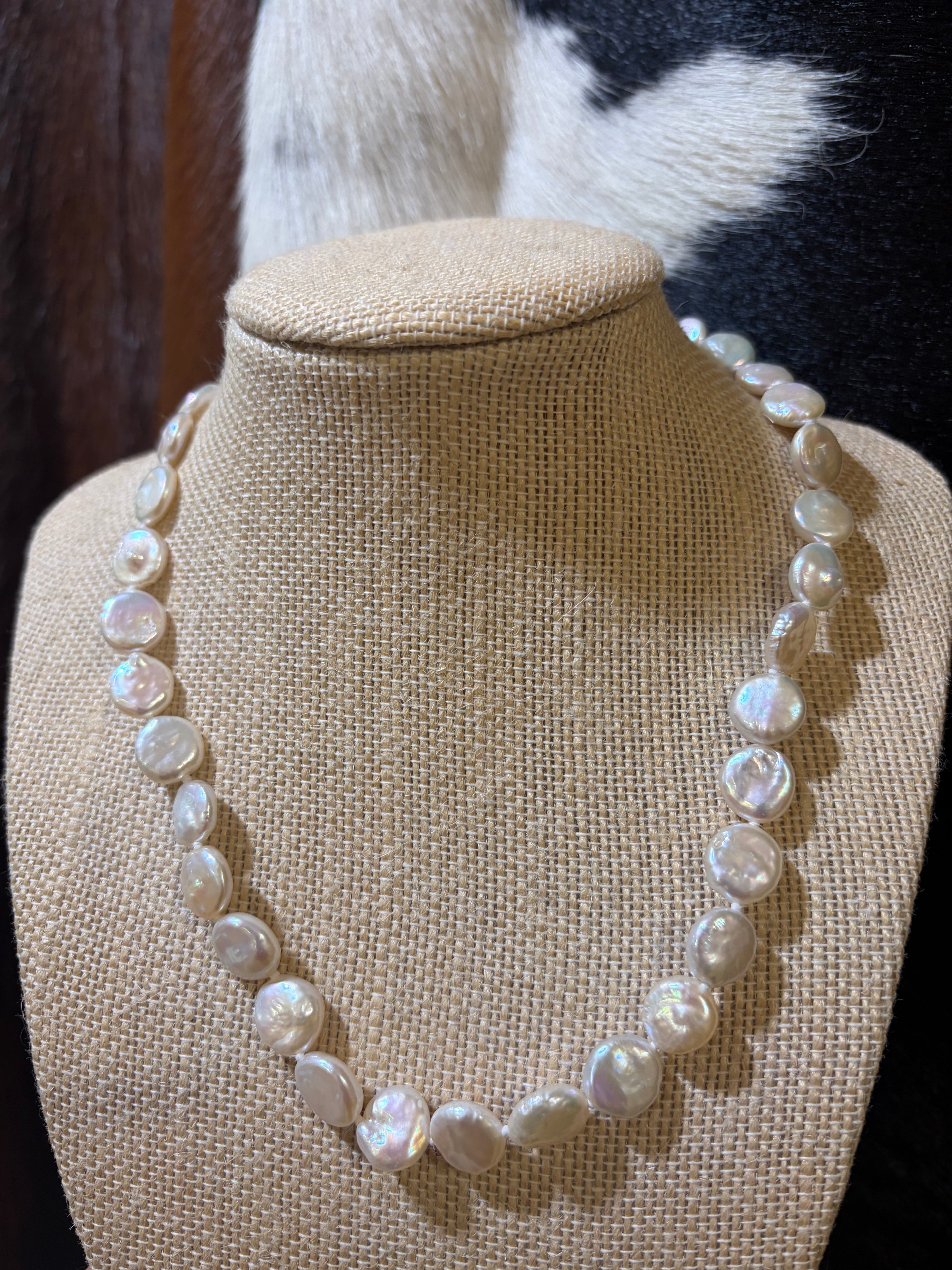 17” White Coin Pearl Necklace