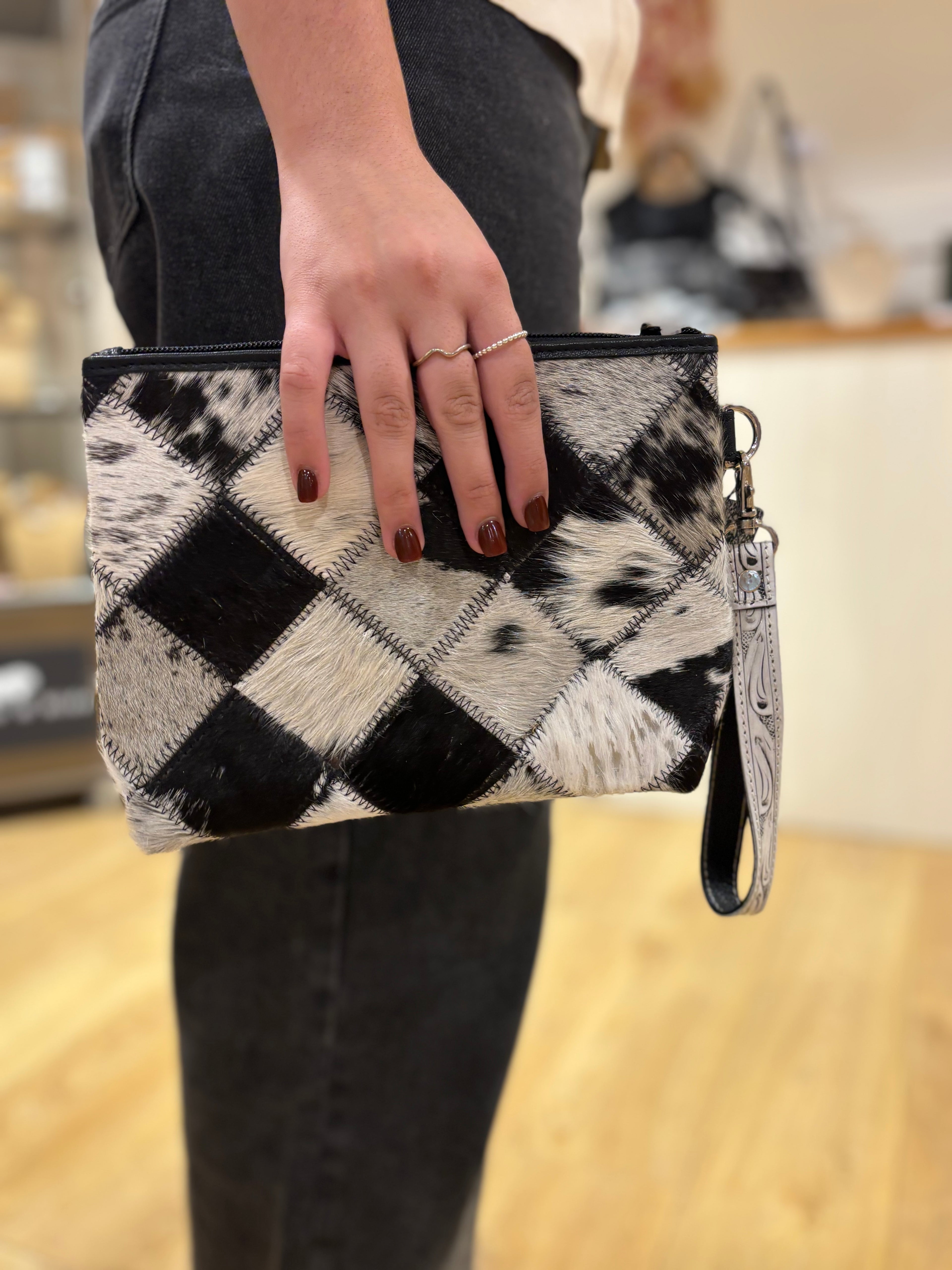 Patchwork Cowhide clutch