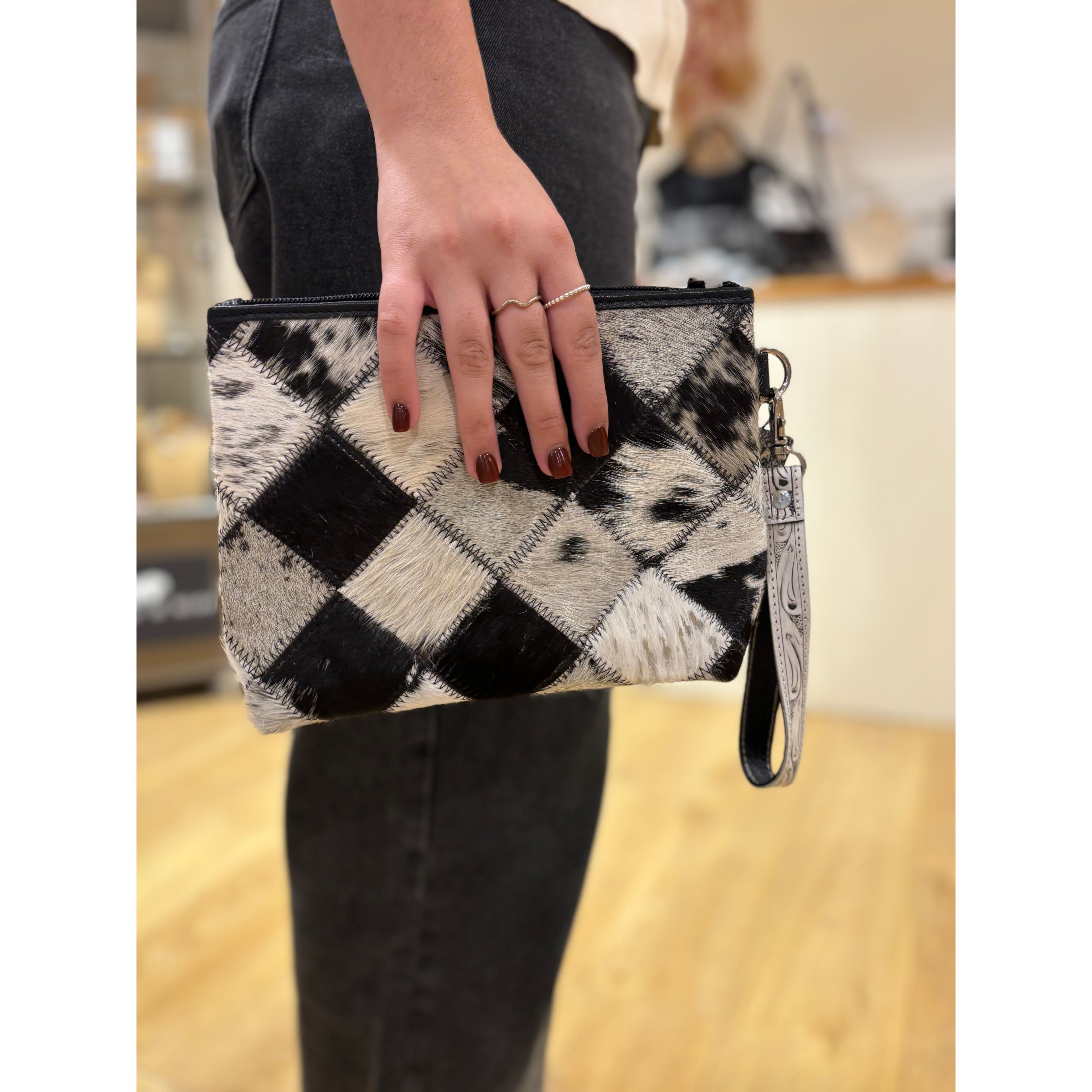 Patchwork Cowhide clutch