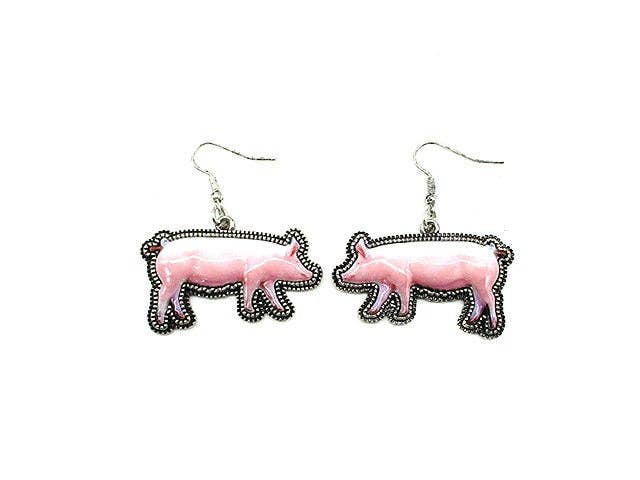 Western 3D Pig Print Dangle Earring