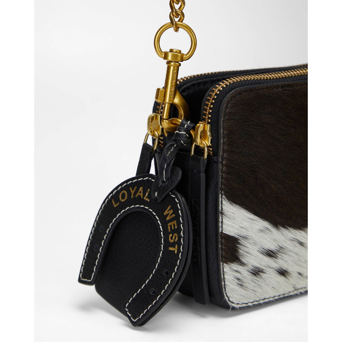 Shell Mini Purse In Black & White Cowhide