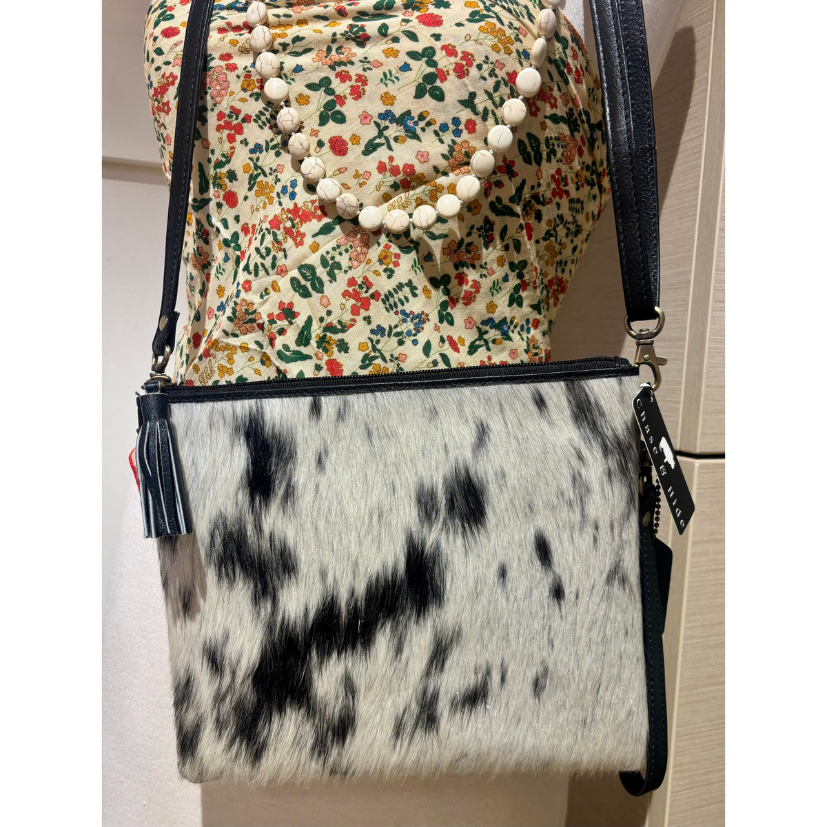 Cowhide clutch bag