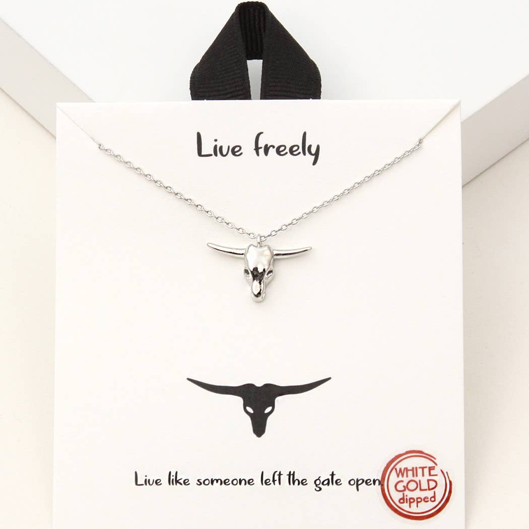 Gold-Dipped Bull Head Charm Necklace