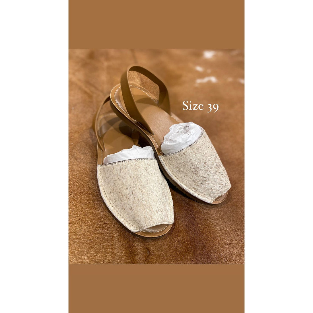 Tan Cowhide Shoes Sling Back