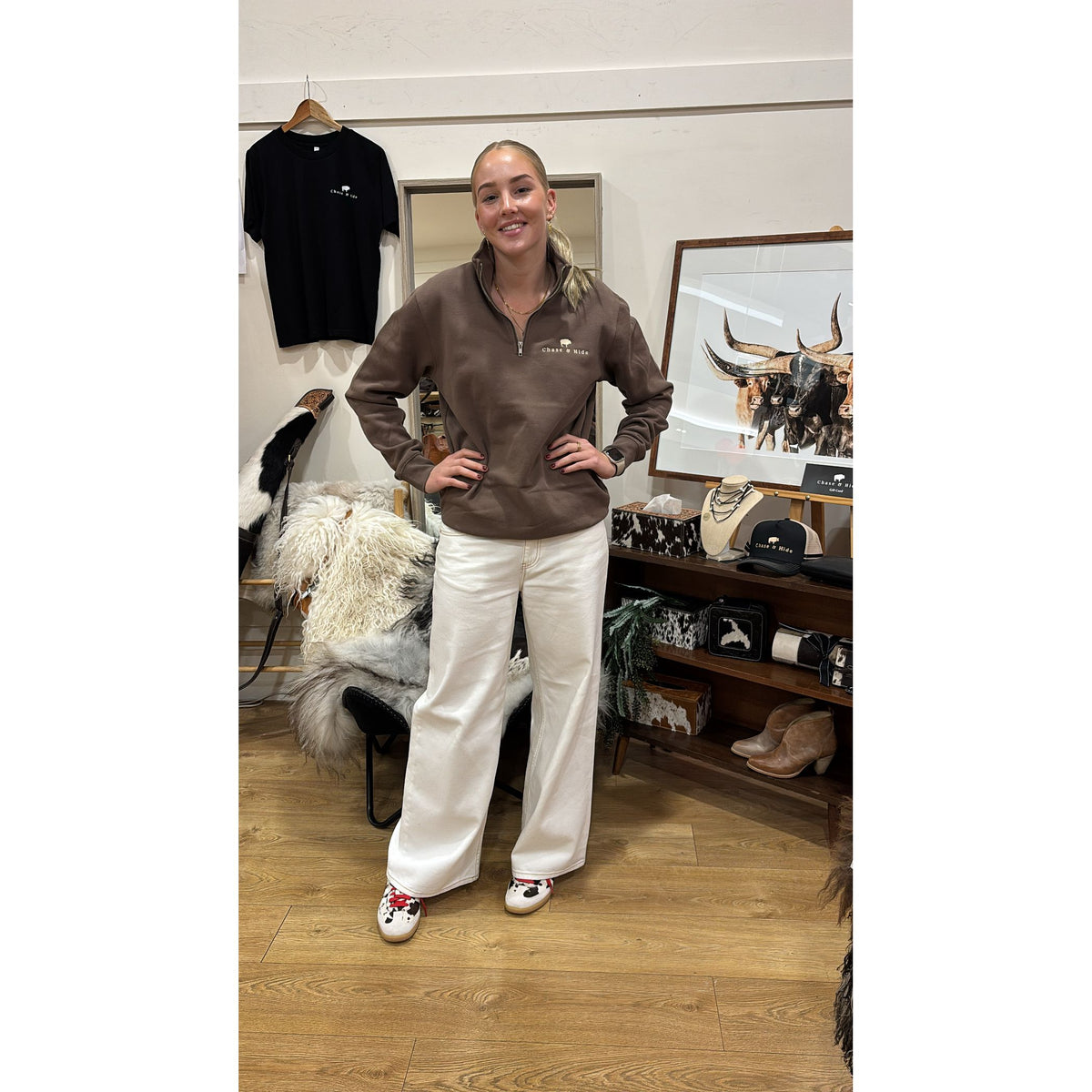 Chase and Hide Half Zip Jumper Walnut