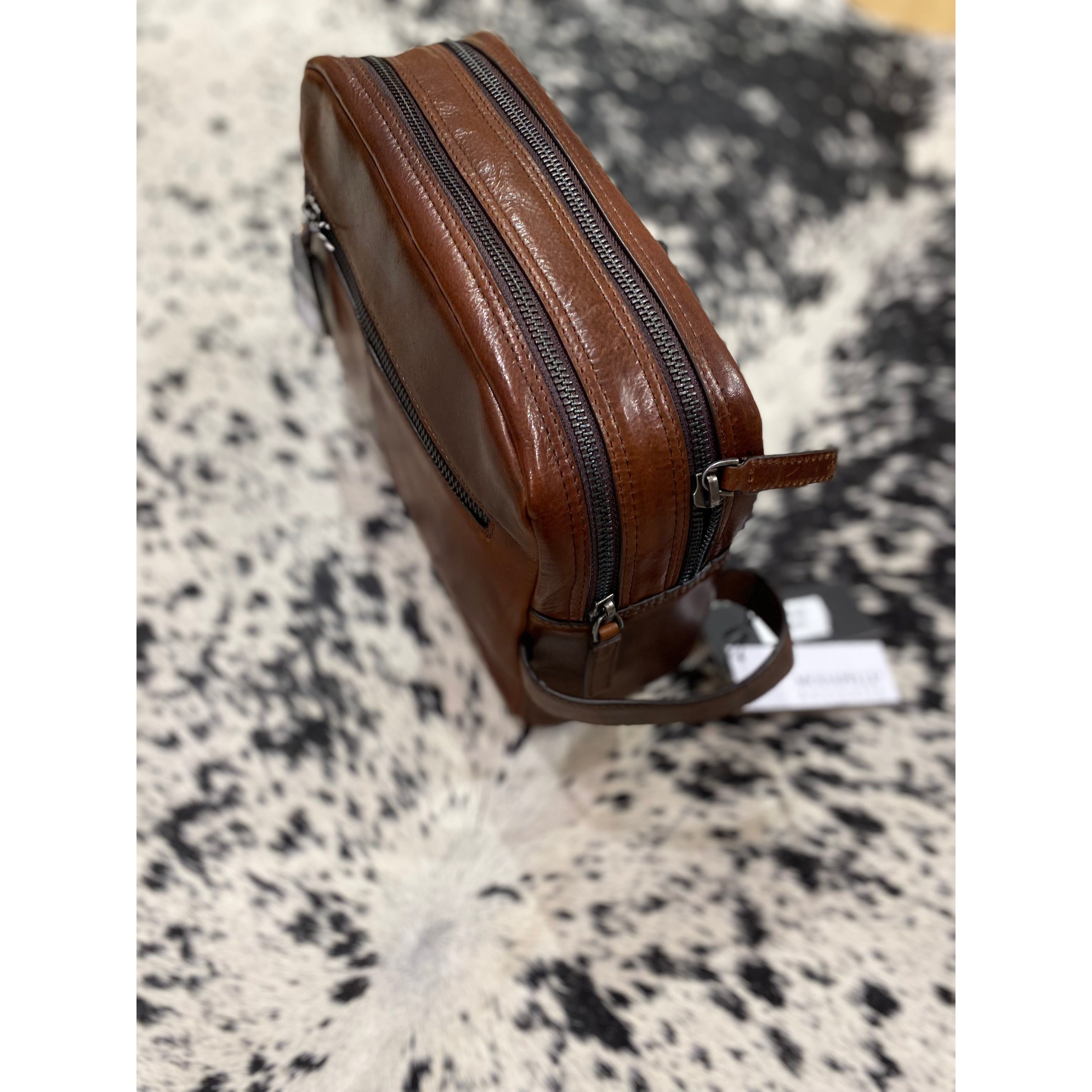 Brown Double Zip Toiletry Bag