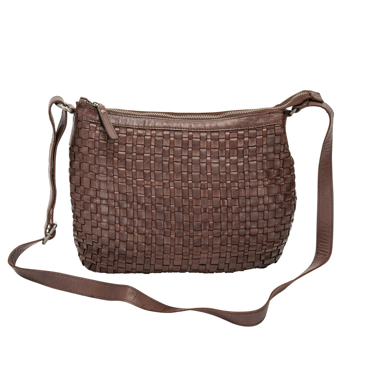 The Winslow Shoulder Bag — Vintage Woven Leather Crossbody (Brown)