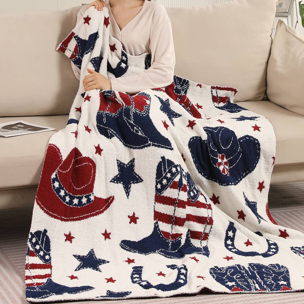 Cowgirl and Cowboy Print Soft Cozy Throw Blanket