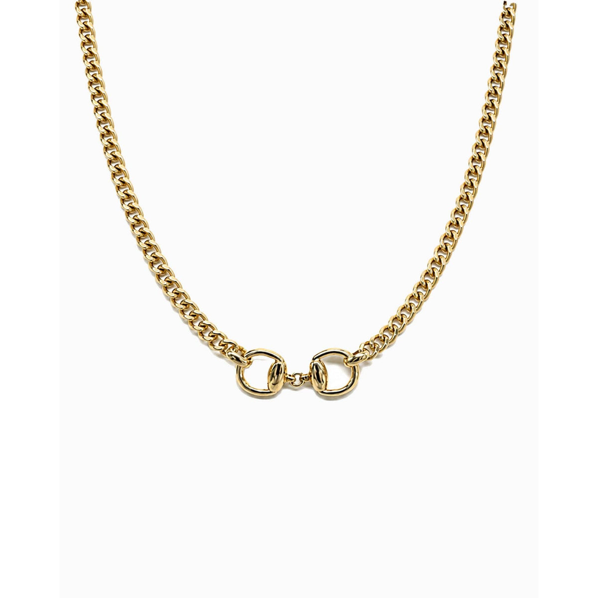 Double Horsebit Curb Bold Chain Necklace