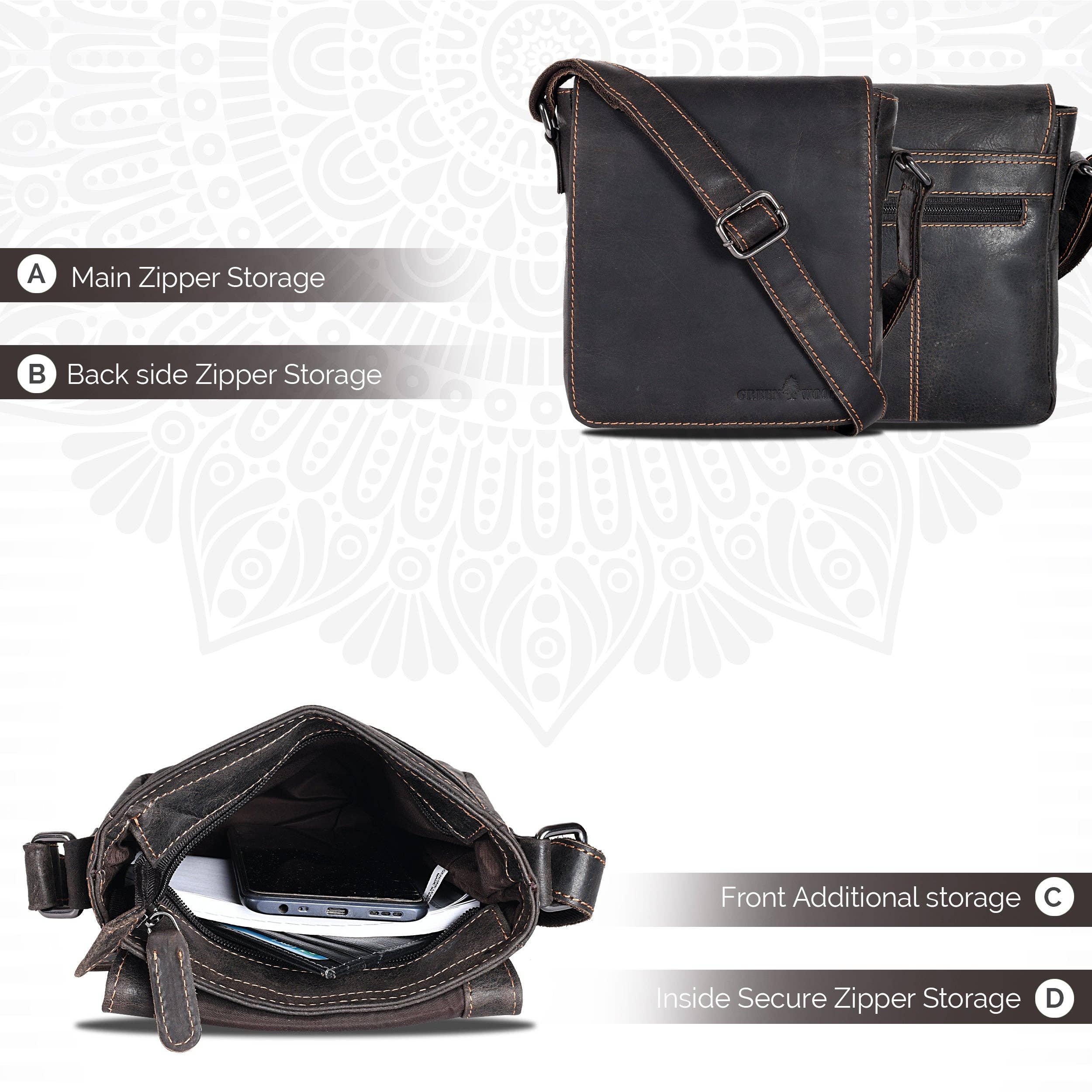 Leather Shoulder Bag Luna - Brown GW191048BRN