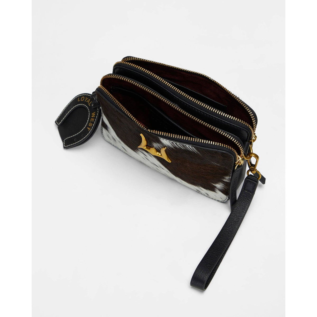 Shell Mini Purse In Black & White Cowhide