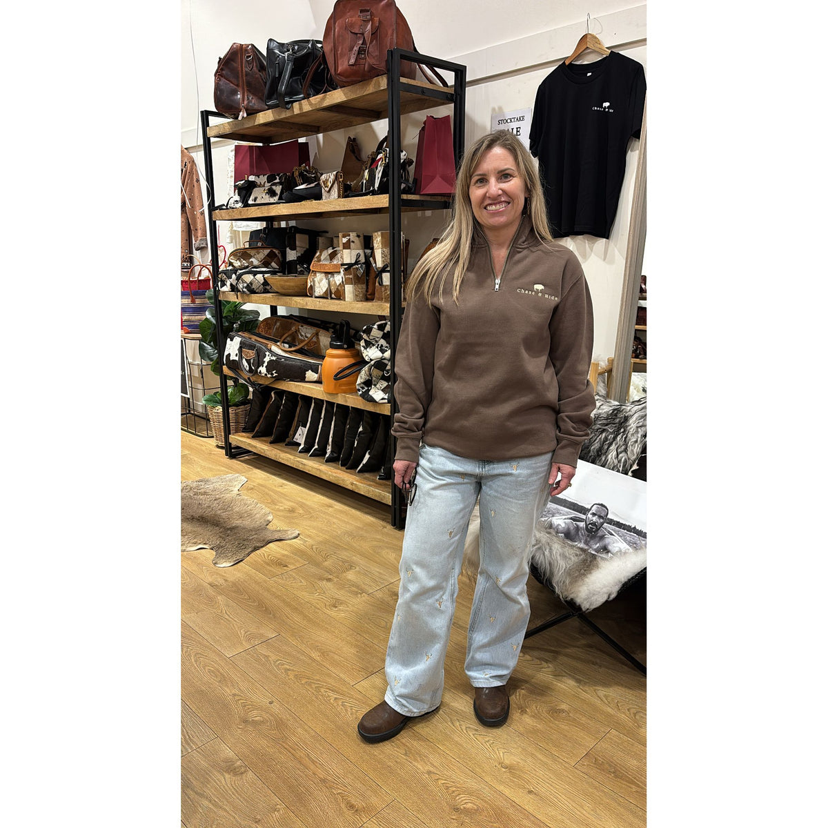 Chase and Hide Half Zip Jumper Walnut