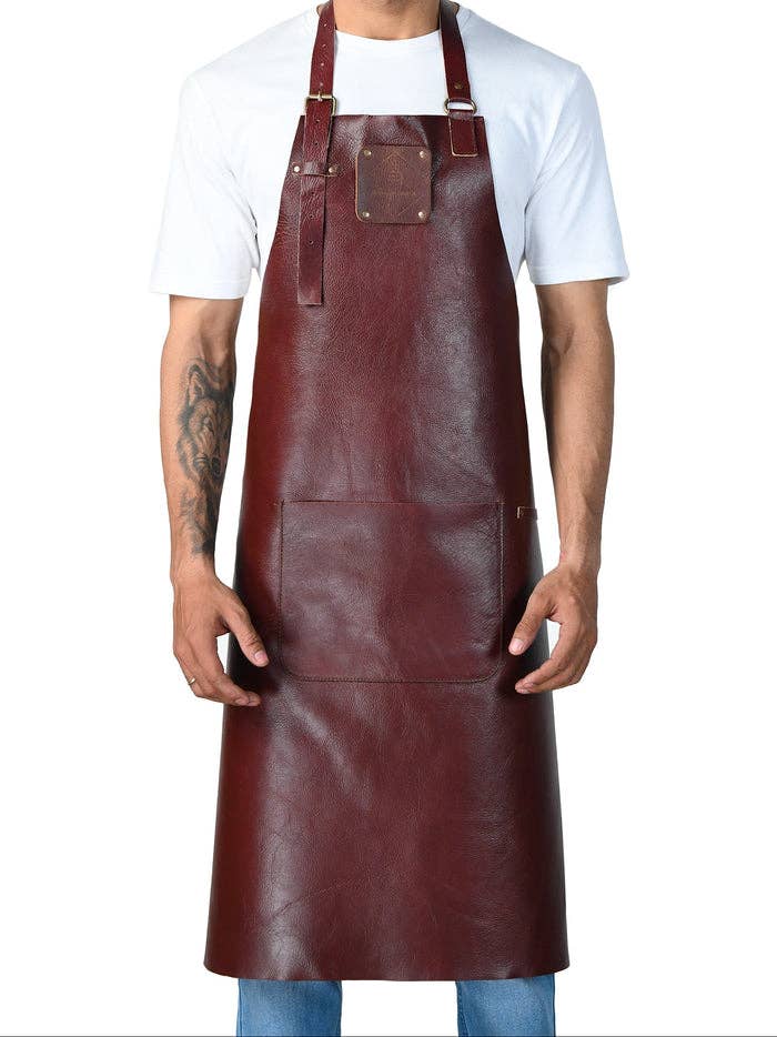 Classic Chestnut Leather Apron Durable, Stylish & Handmade
