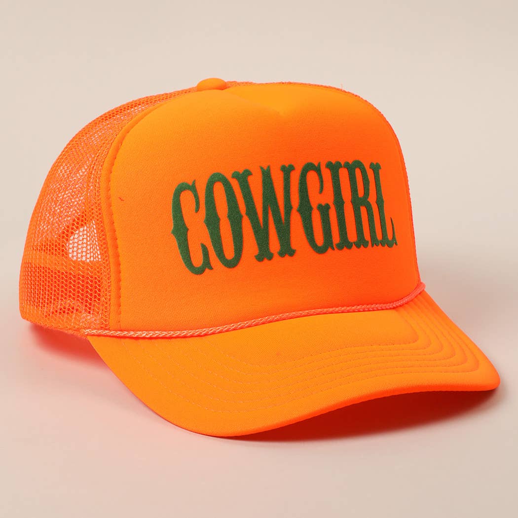 COWGIRL Text Logo Printed Mesh Back Trucker Hat