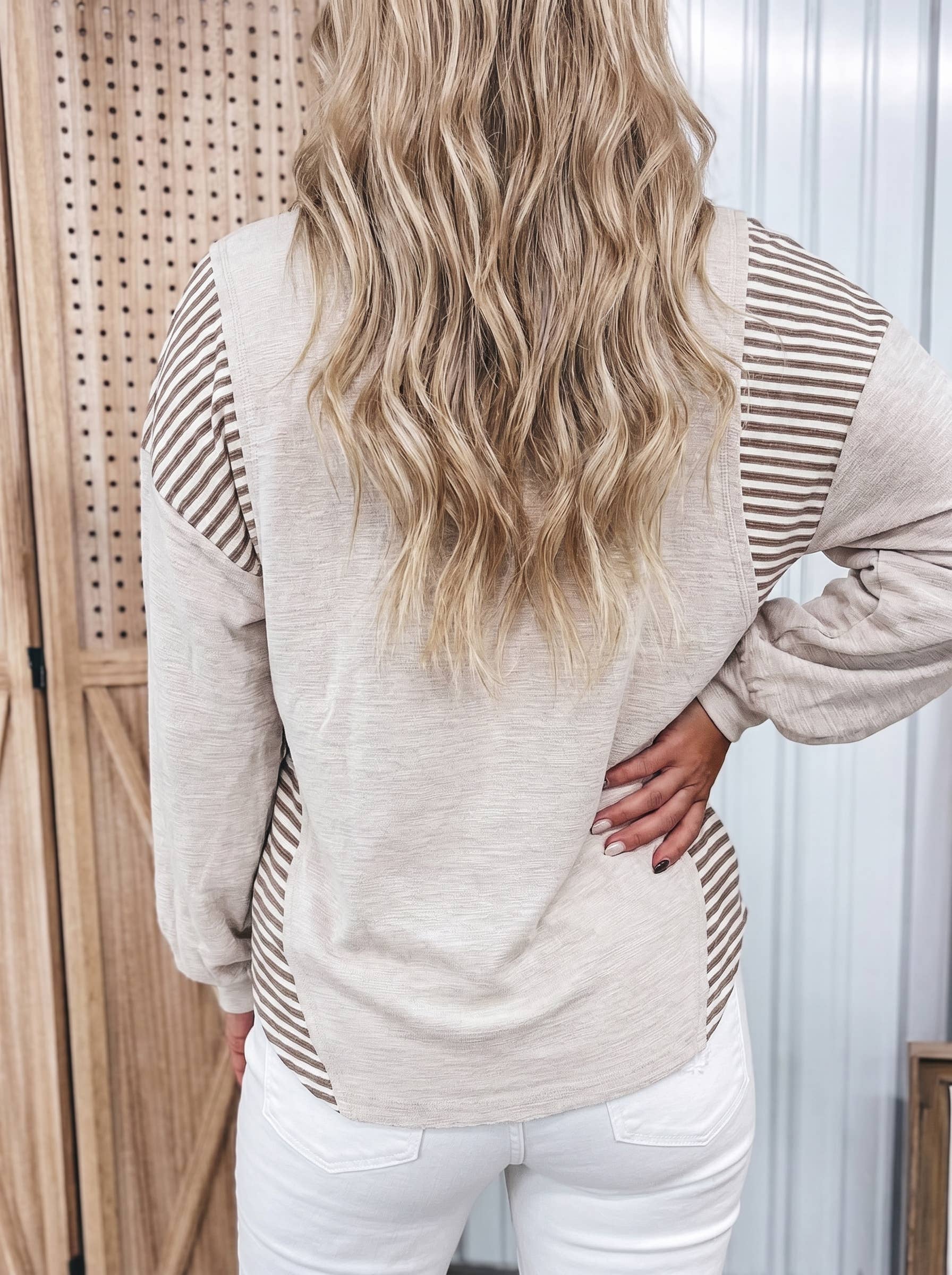 Lemon Western Print Colorblocked Long Sleeve Cotton Blouse