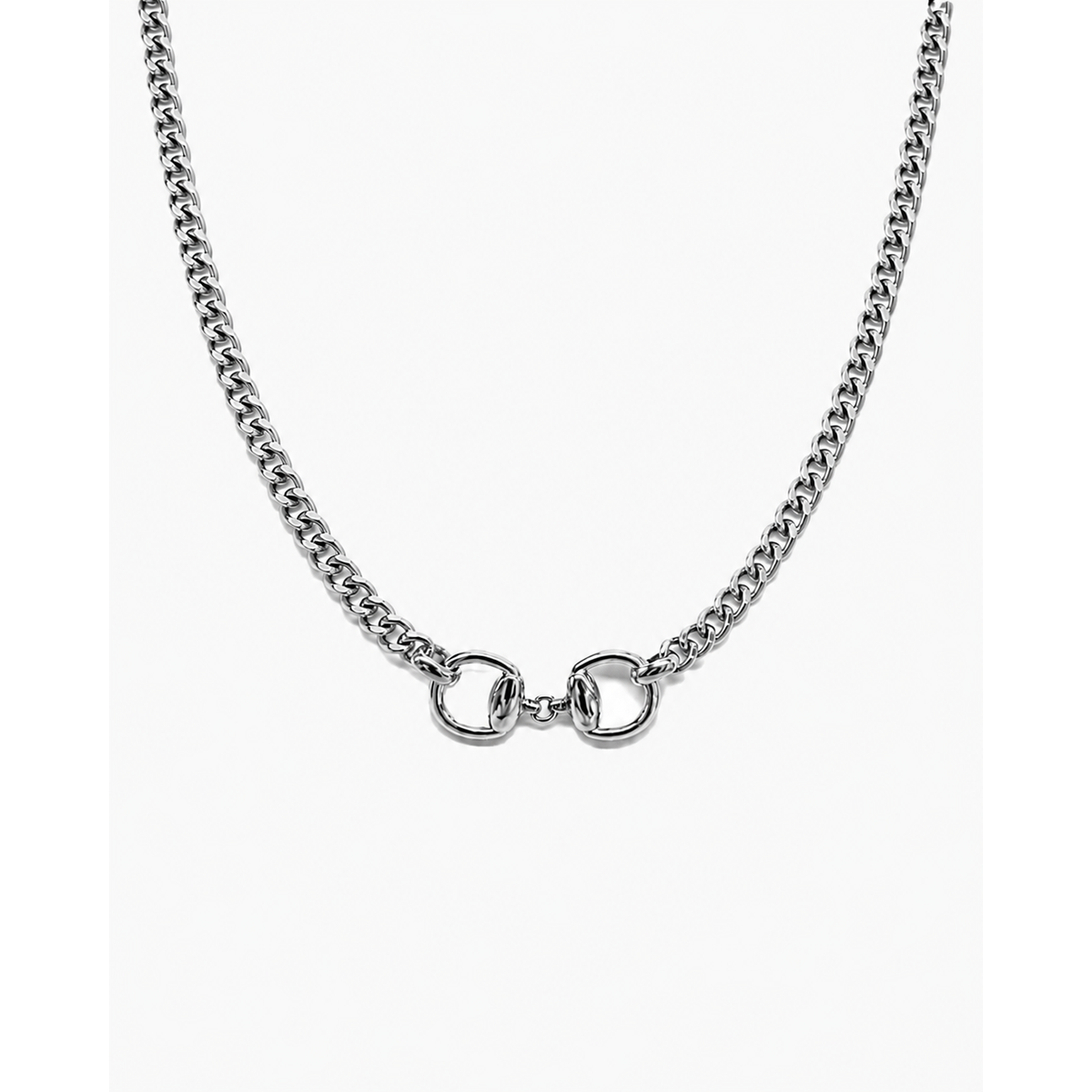 Double Horsebit Curb Bold Chain Necklace
