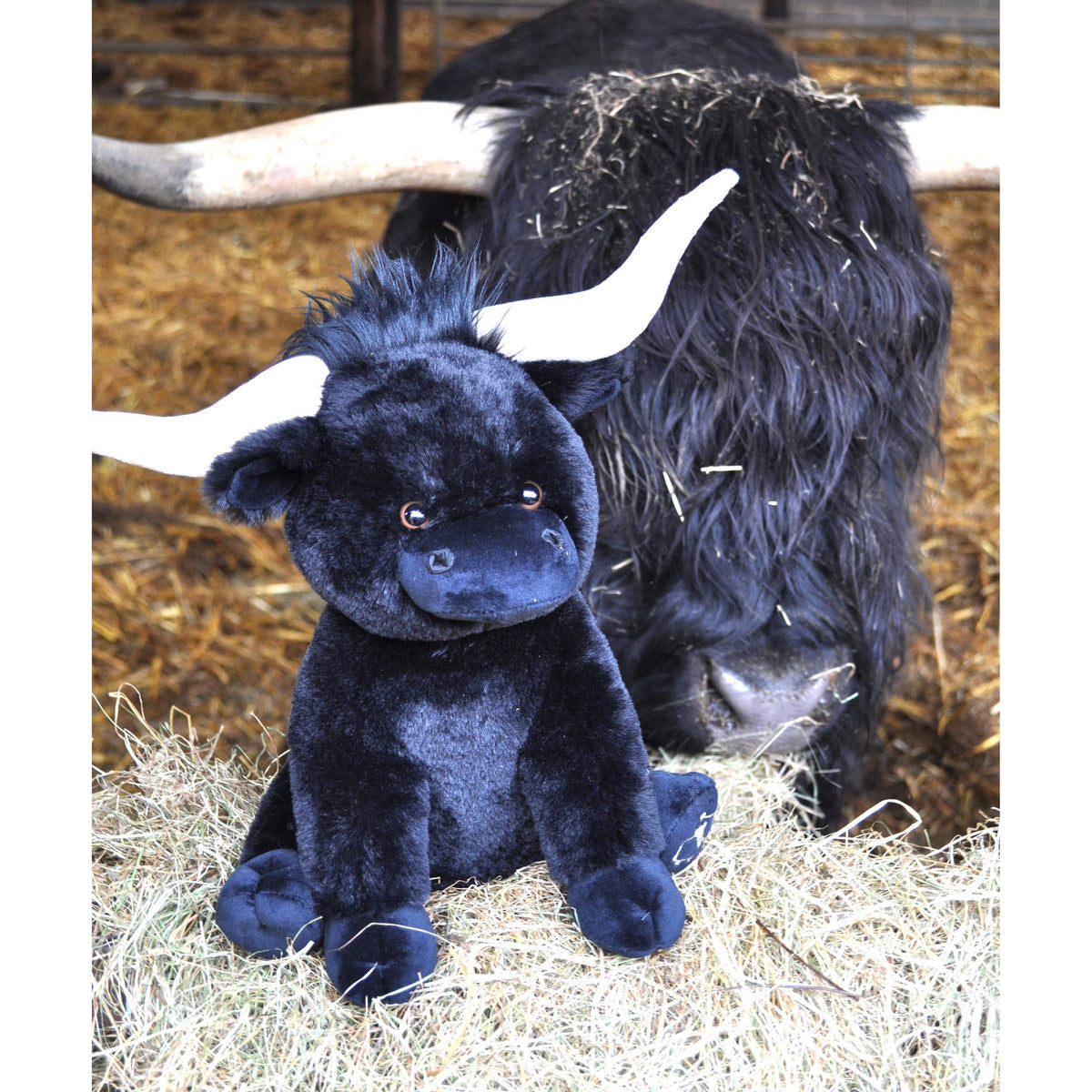 Black Large Longhorn Plush Cow- 30cm