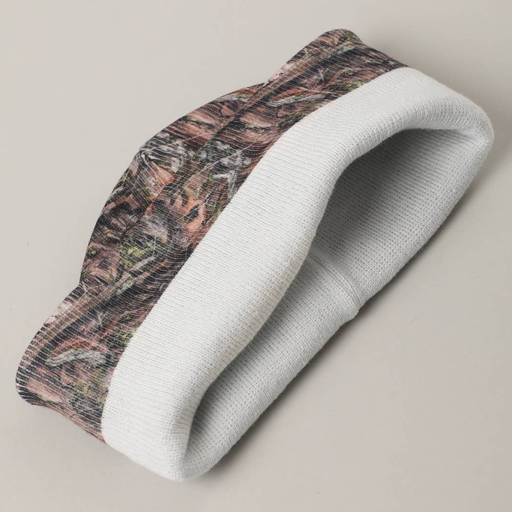 Rodeo Cowboy Embroidered Patch Camo Beanie