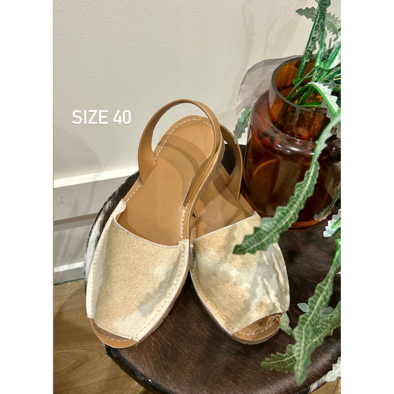 Tan Cowhide Shoes Sling Back