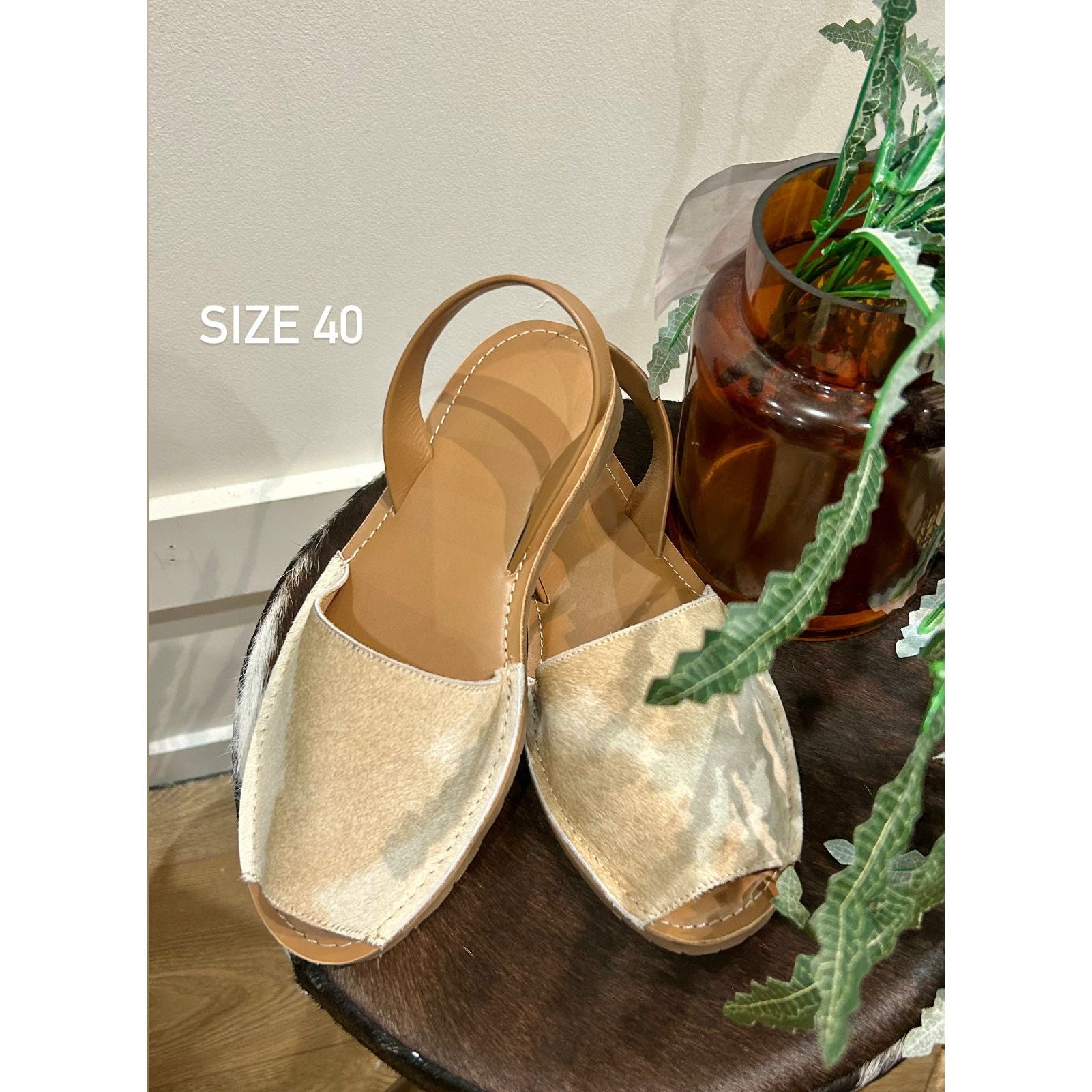 Tan Cowhide Shoes Sling Back