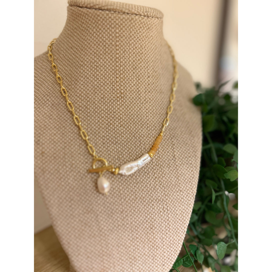 Gold and Peach Necklace