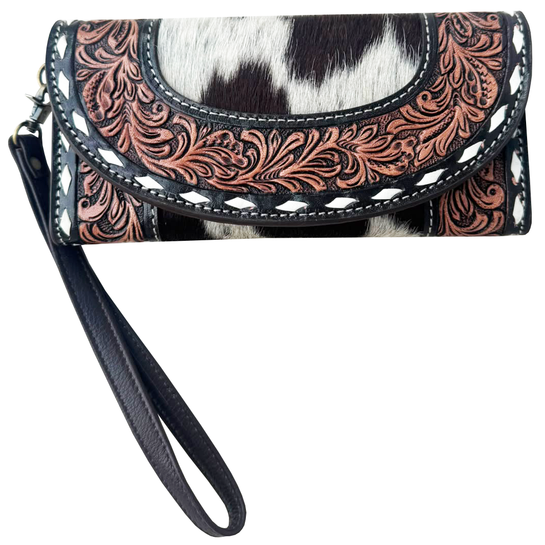 Tooling Leather Cowhide Trifold Wristlet Wallet – AW39 – Mateo