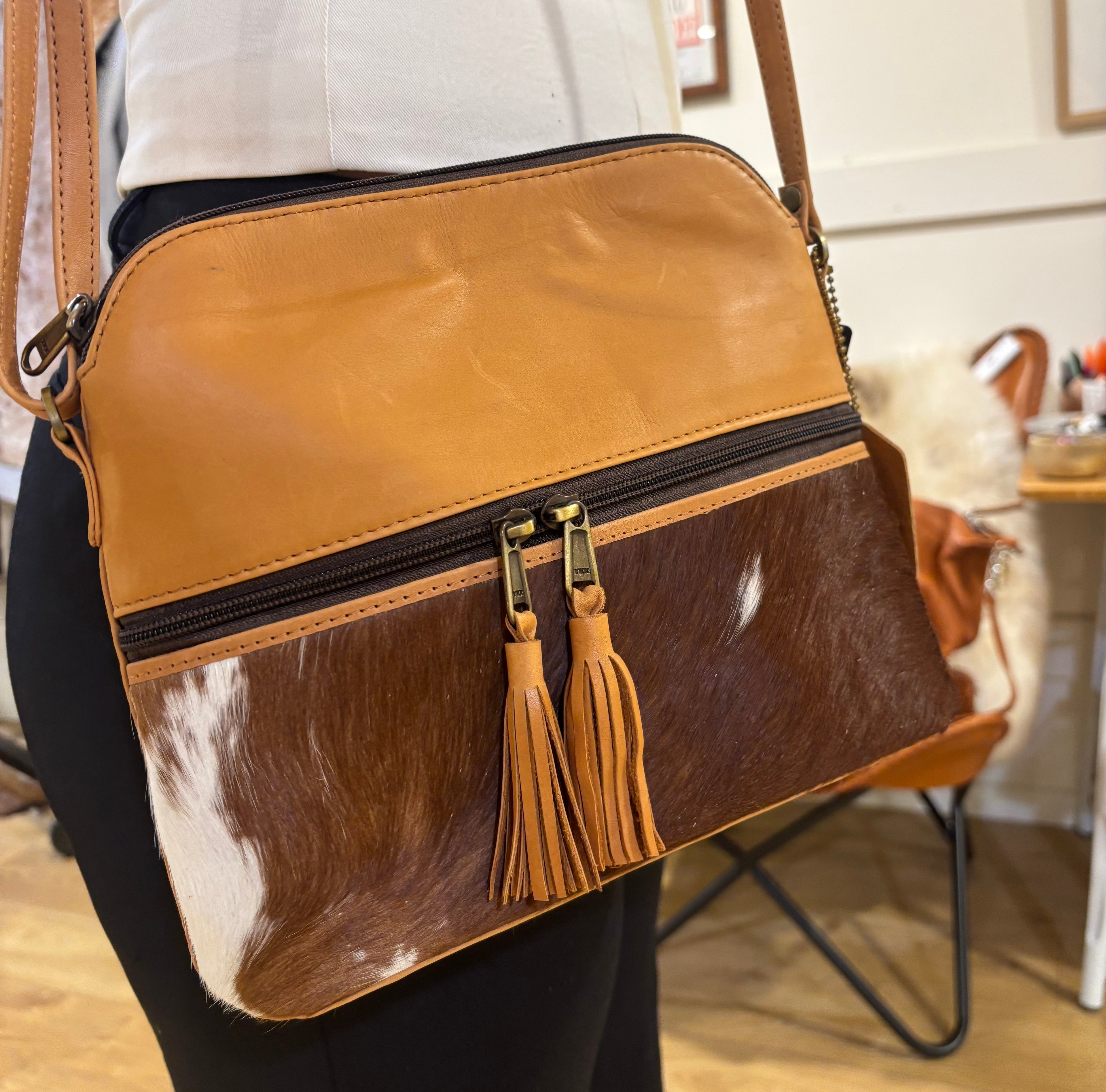 Double Tassel tan Handbag