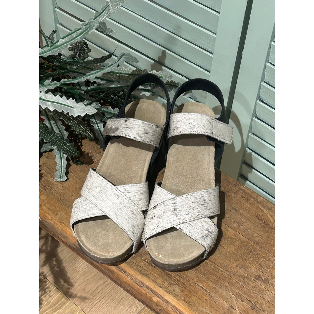 Black and White Cowhide Wedges Size 38 