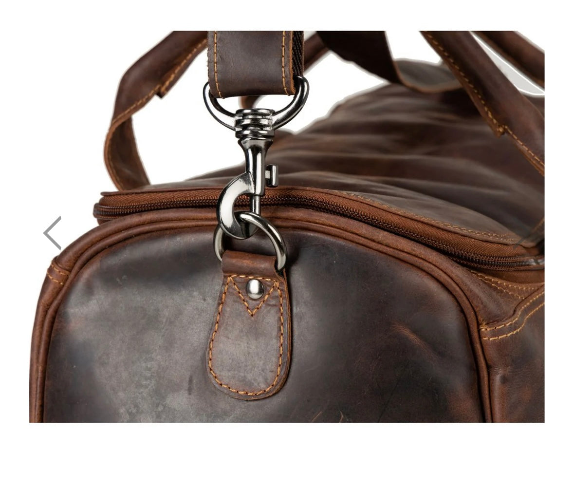 Leather travel bag large