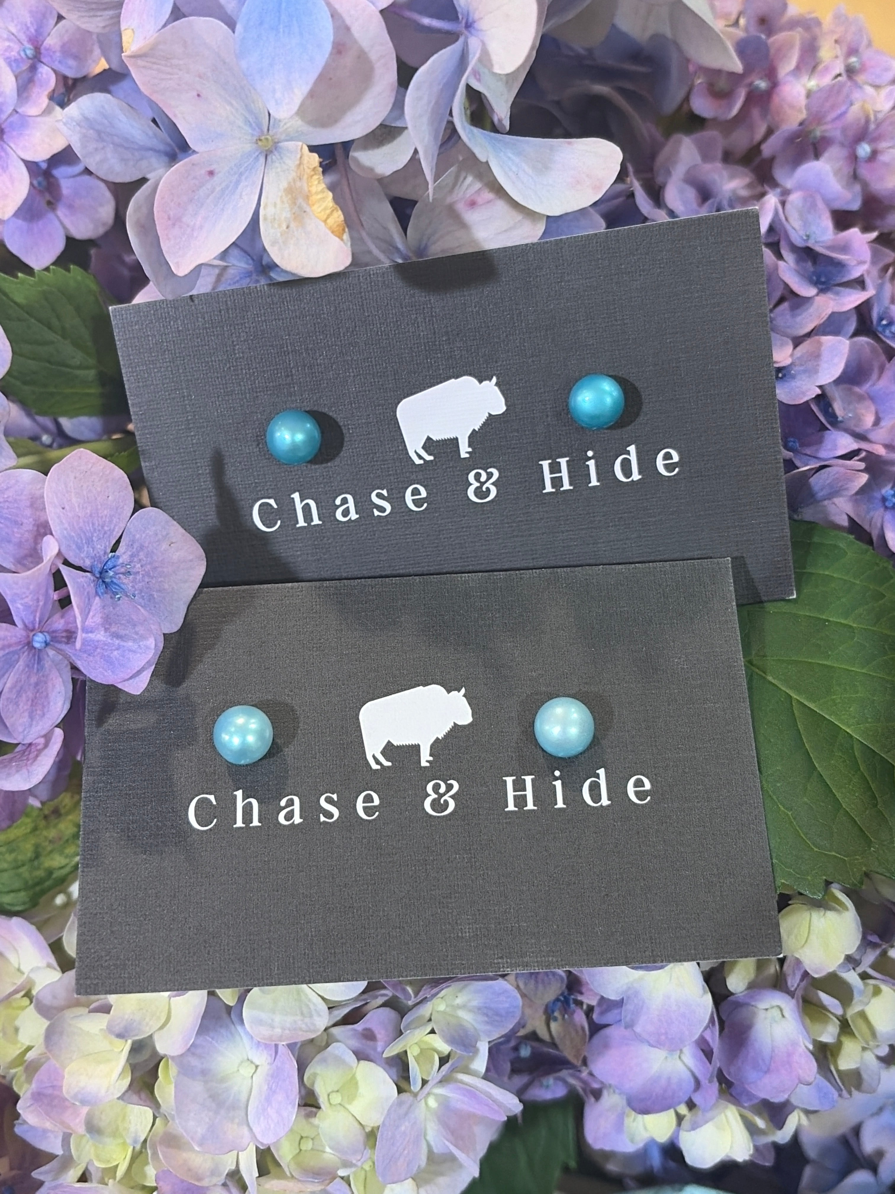 Turquoise Pearl Studs 8mm