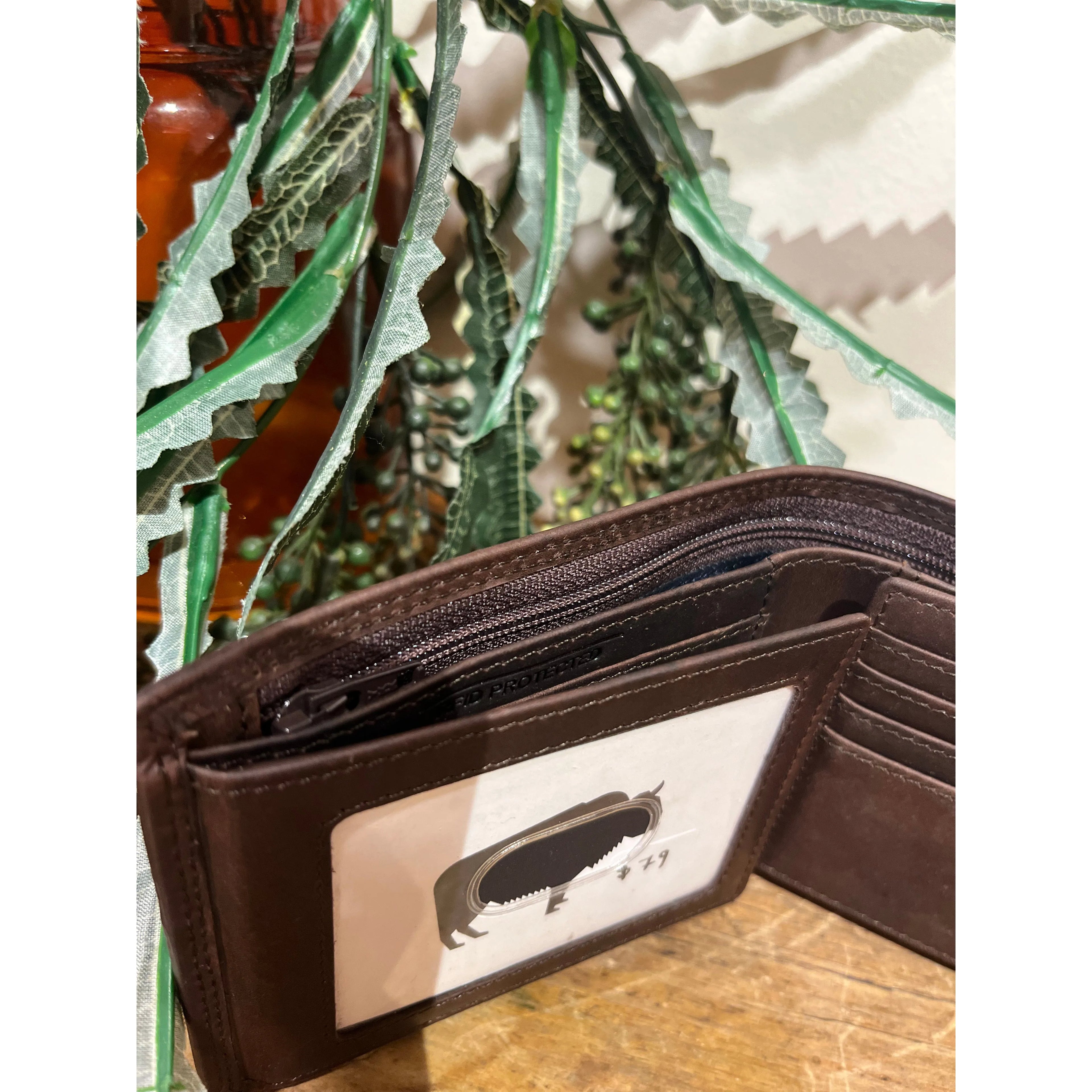 Chocolate Leather clip Wallet