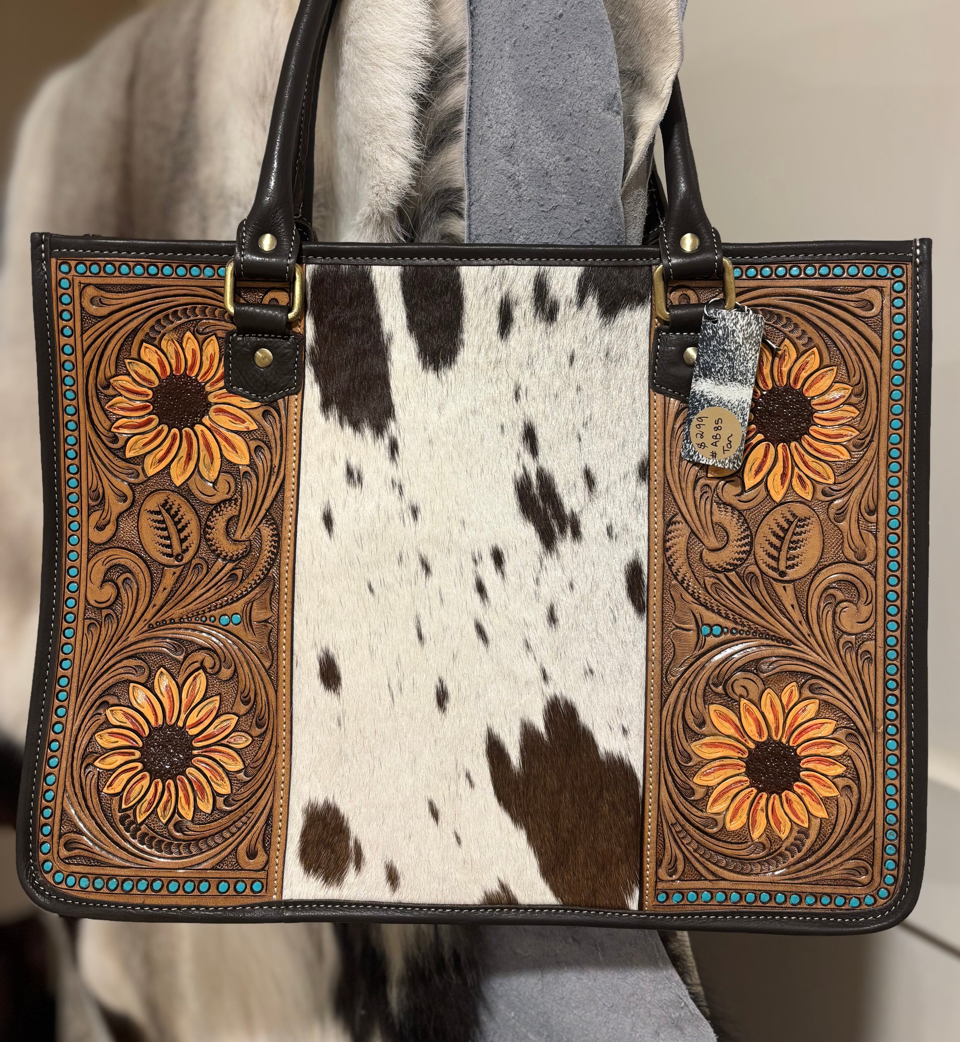 Sunflower Tooling Tote Bag - AB85