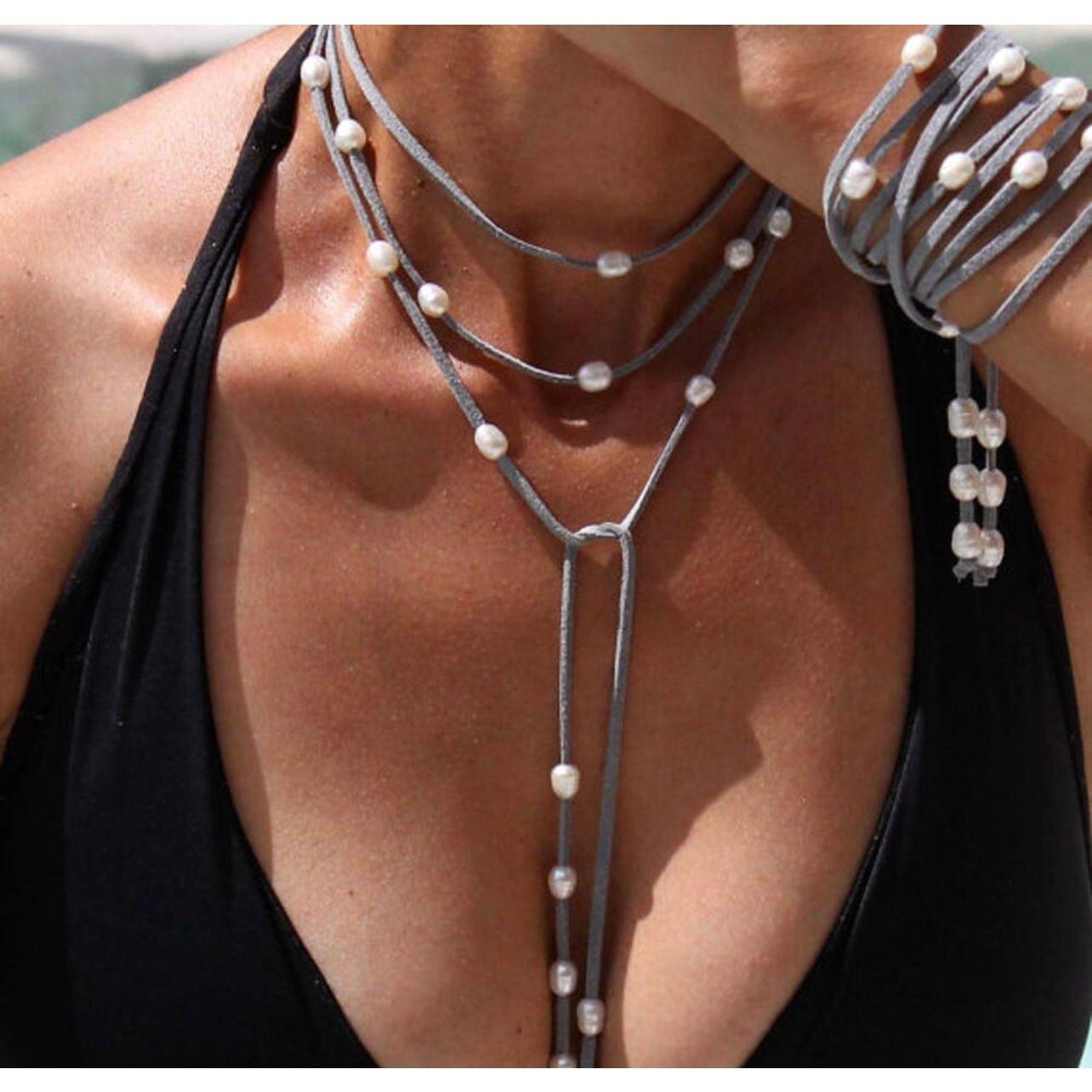 Pearl Lariat Tan