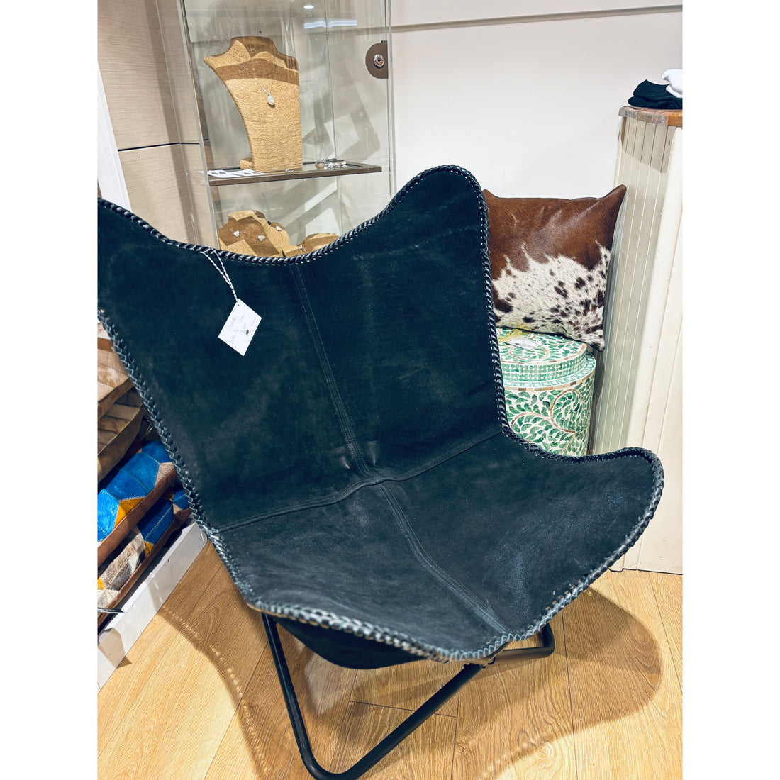 Black Suede Butterfly Chair
