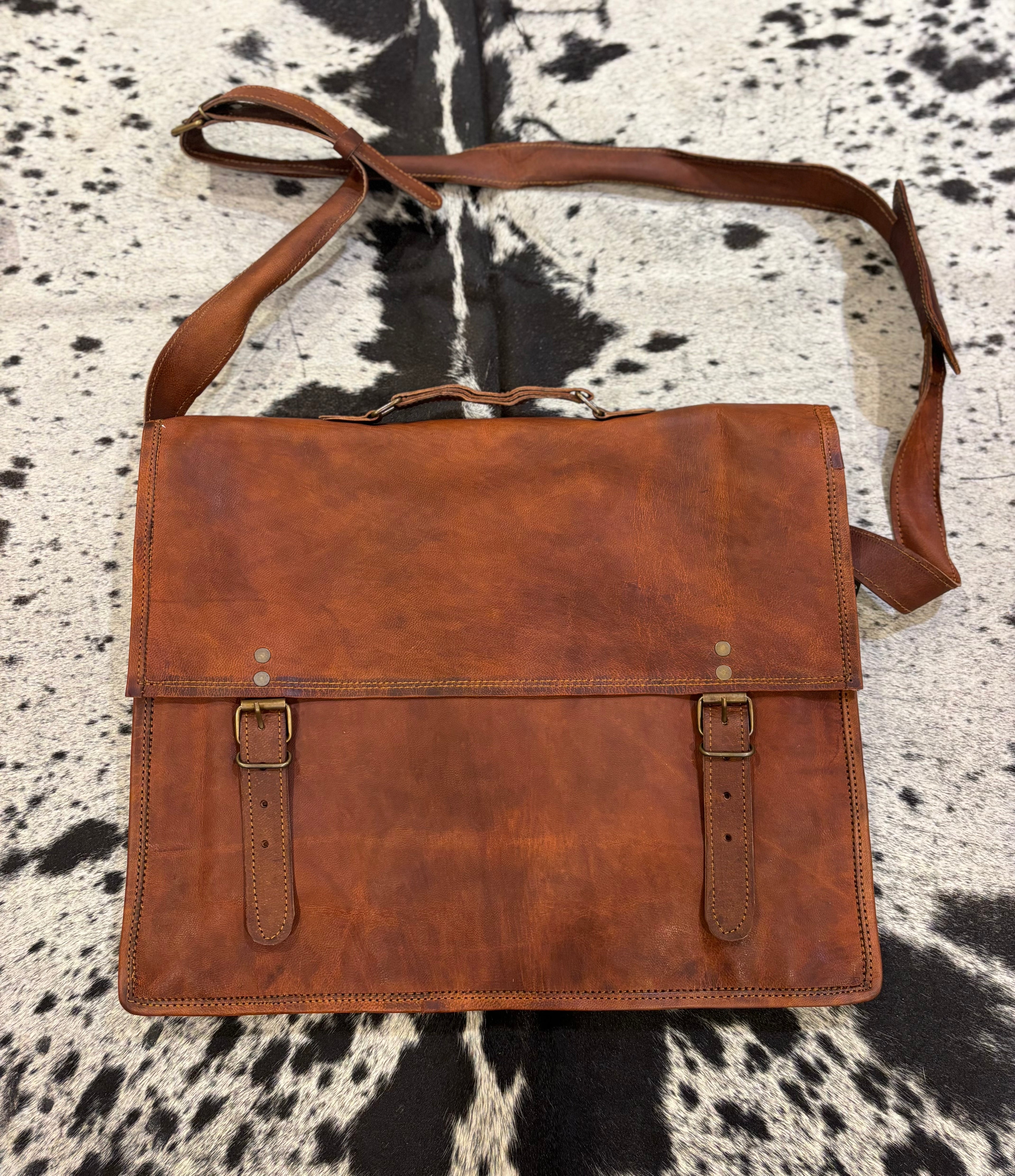 Leather laptop satchel 17”