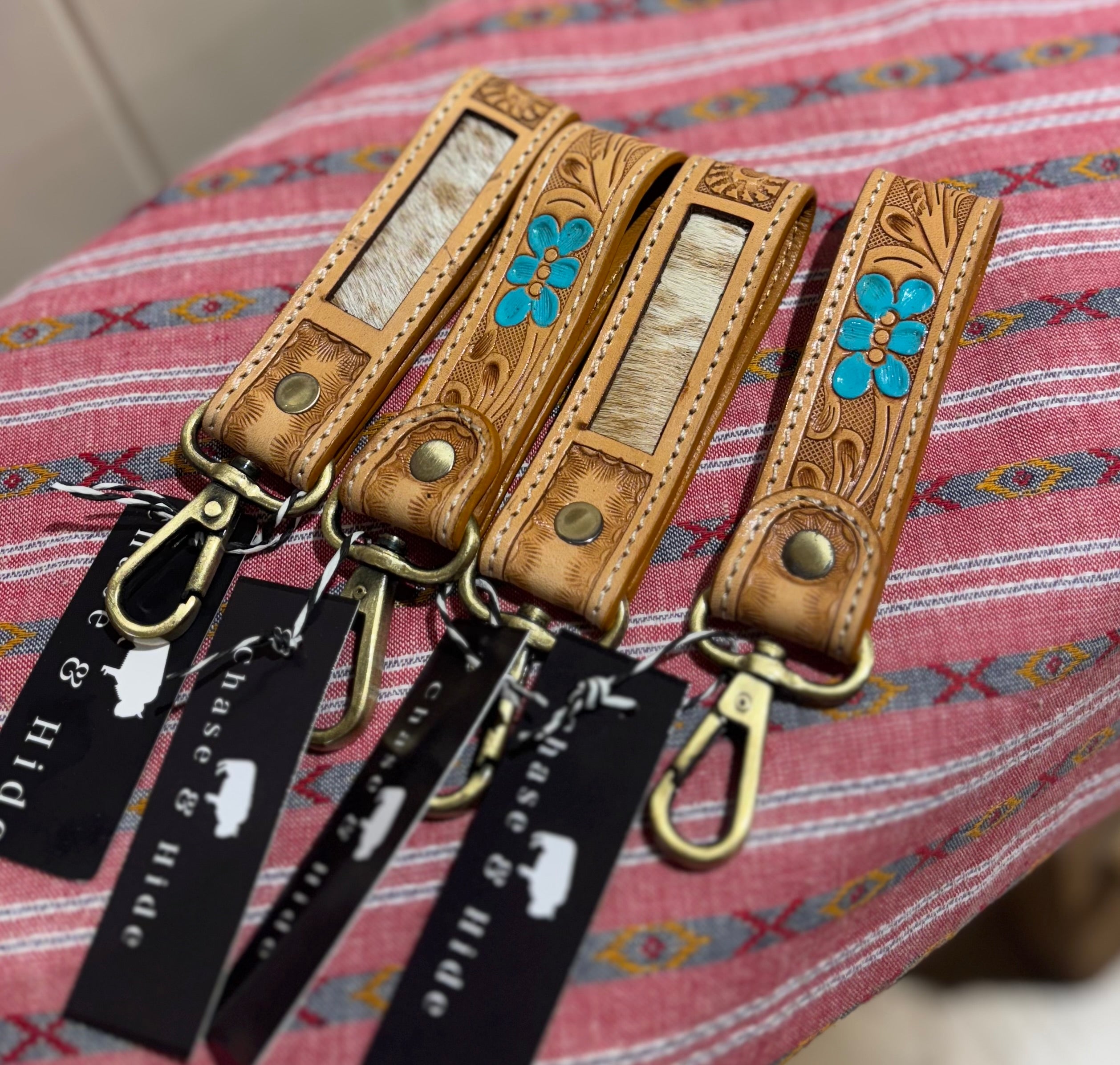 Tooling Leather and Cowhide Sleek Keyring – CA20