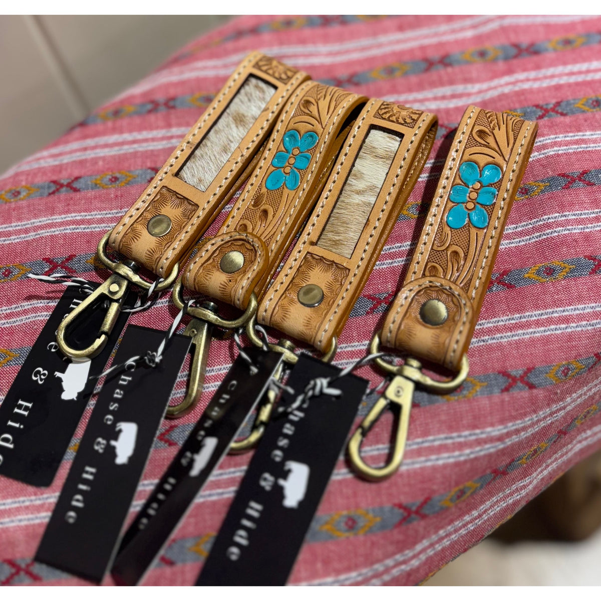 Tooling Leather and Cowhide Sleek Keyring – CA20