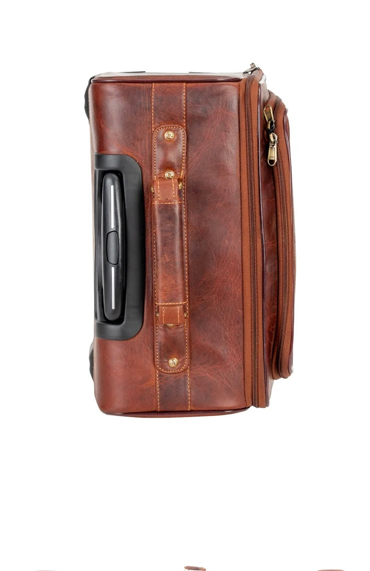 Leather Pilot Briefcase with wheels
